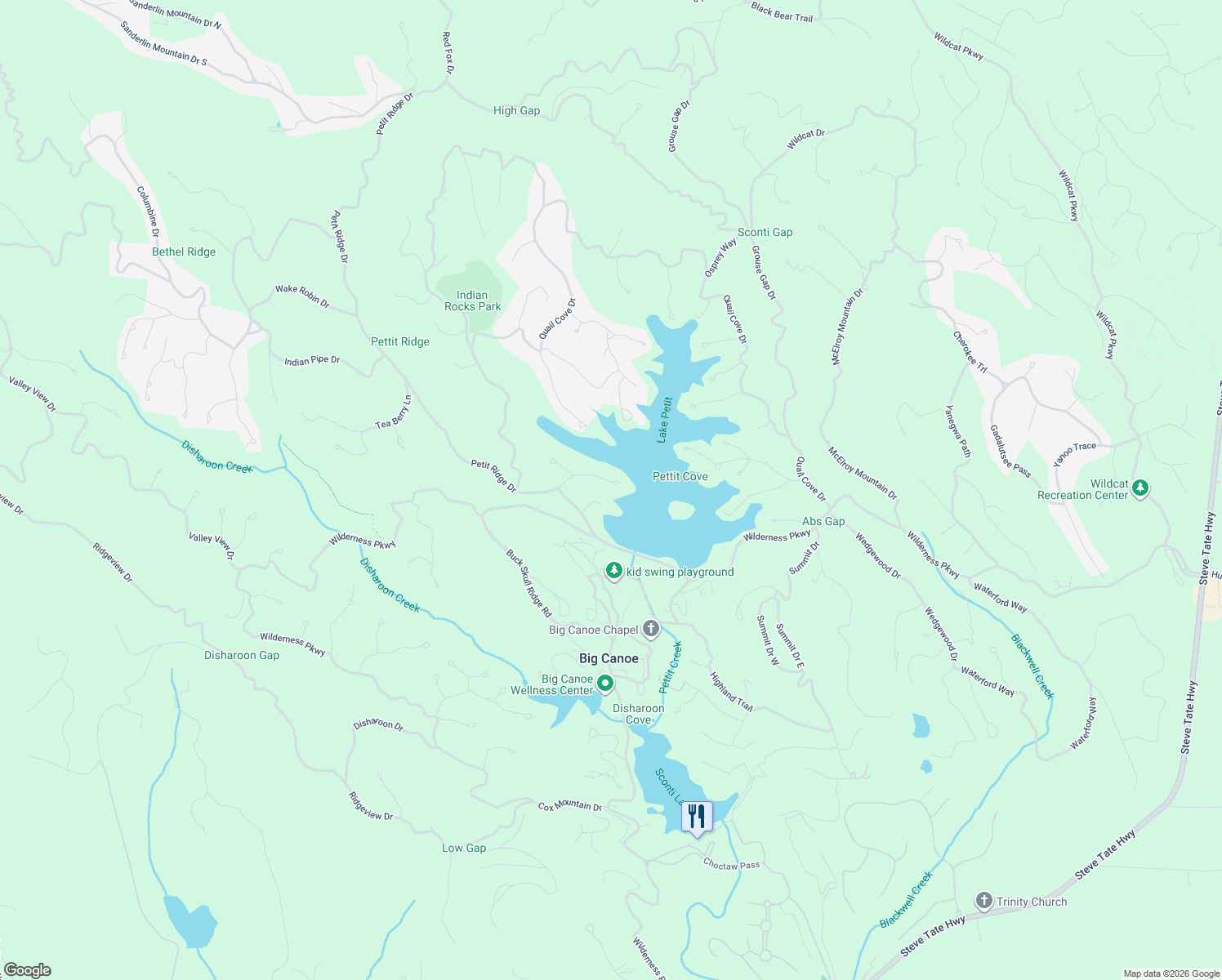 map of restaurants, bars, coffee shops, grocery stores, and more near 170 Swallow Point in Jasper