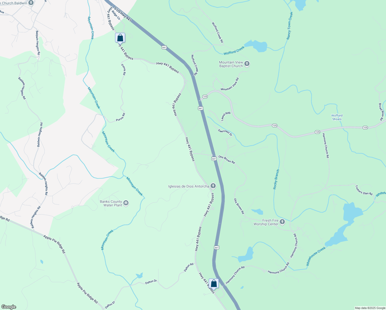 map of restaurants, bars, coffee shops, grocery stores, and more near Otis Brown Road in Banks County