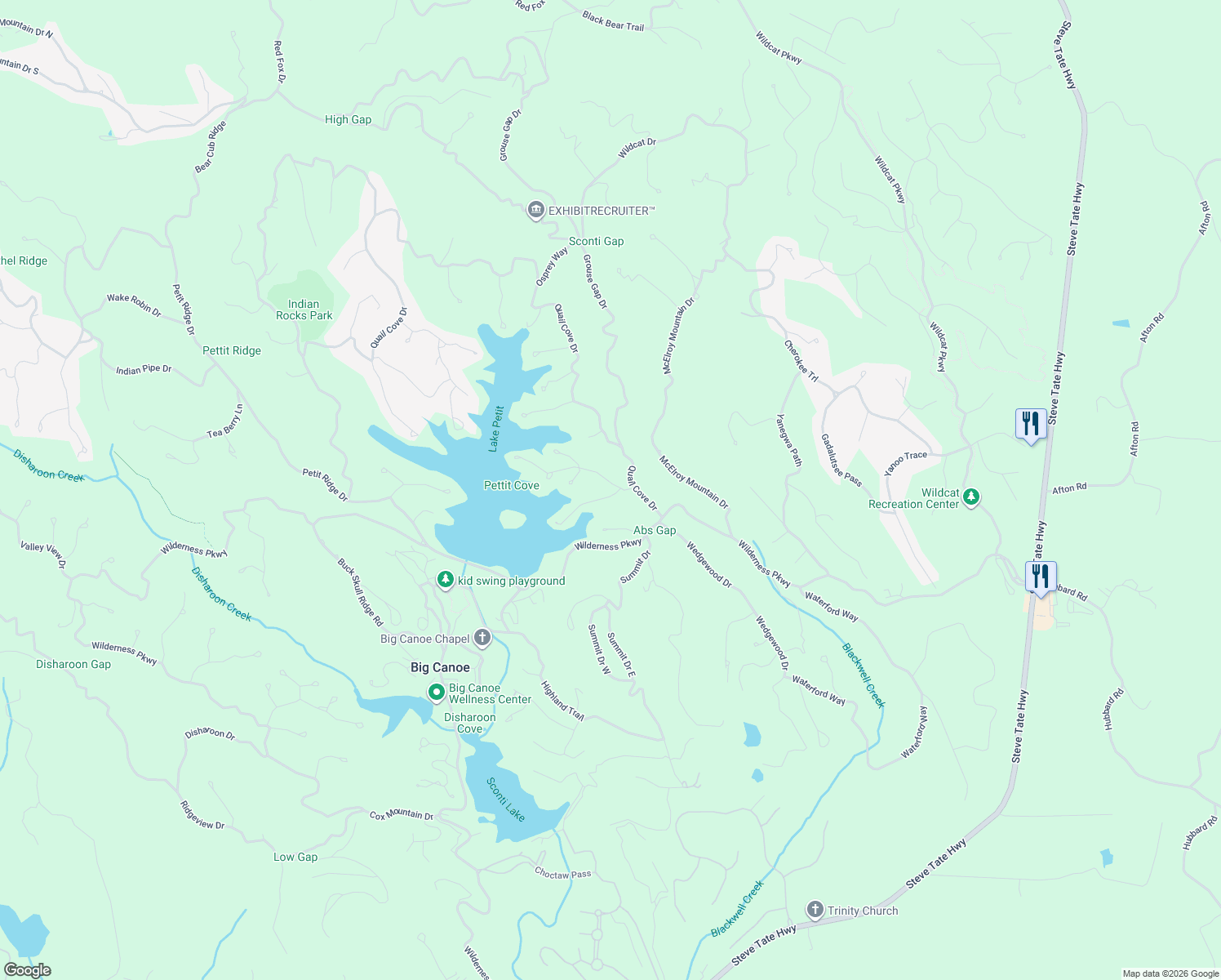 map of restaurants, bars, coffee shops, grocery stores, and more near 21 Indigo Bunting Trail in Jasper