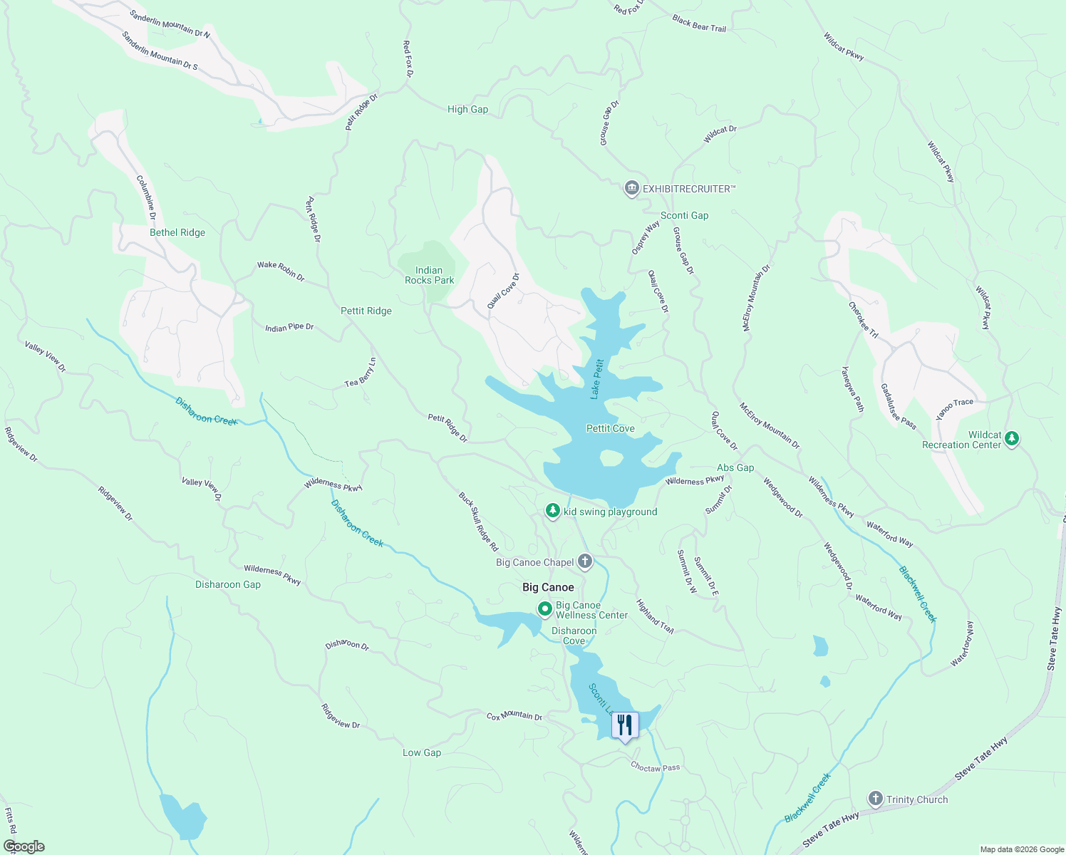 map of restaurants, bars, coffee shops, grocery stores, and more near Swallow Point in Pickens County