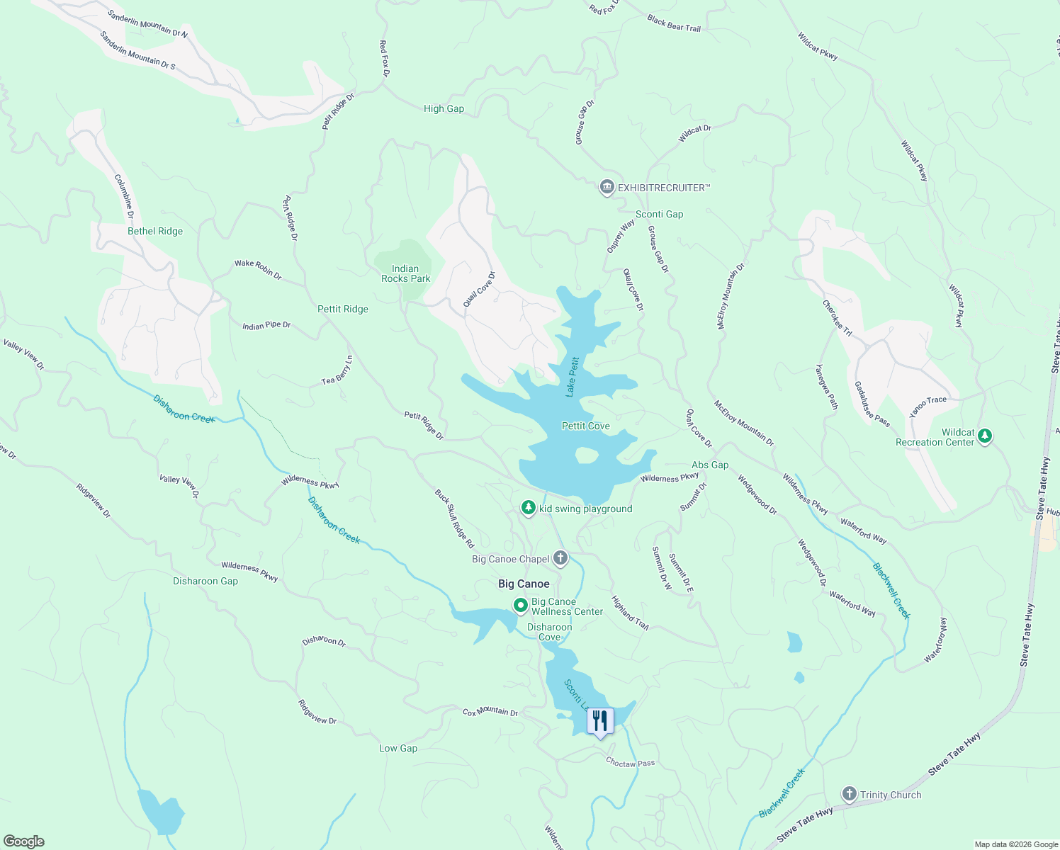 map of restaurants, bars, coffee shops, grocery stores, and more near Swallow Point in Pickens County