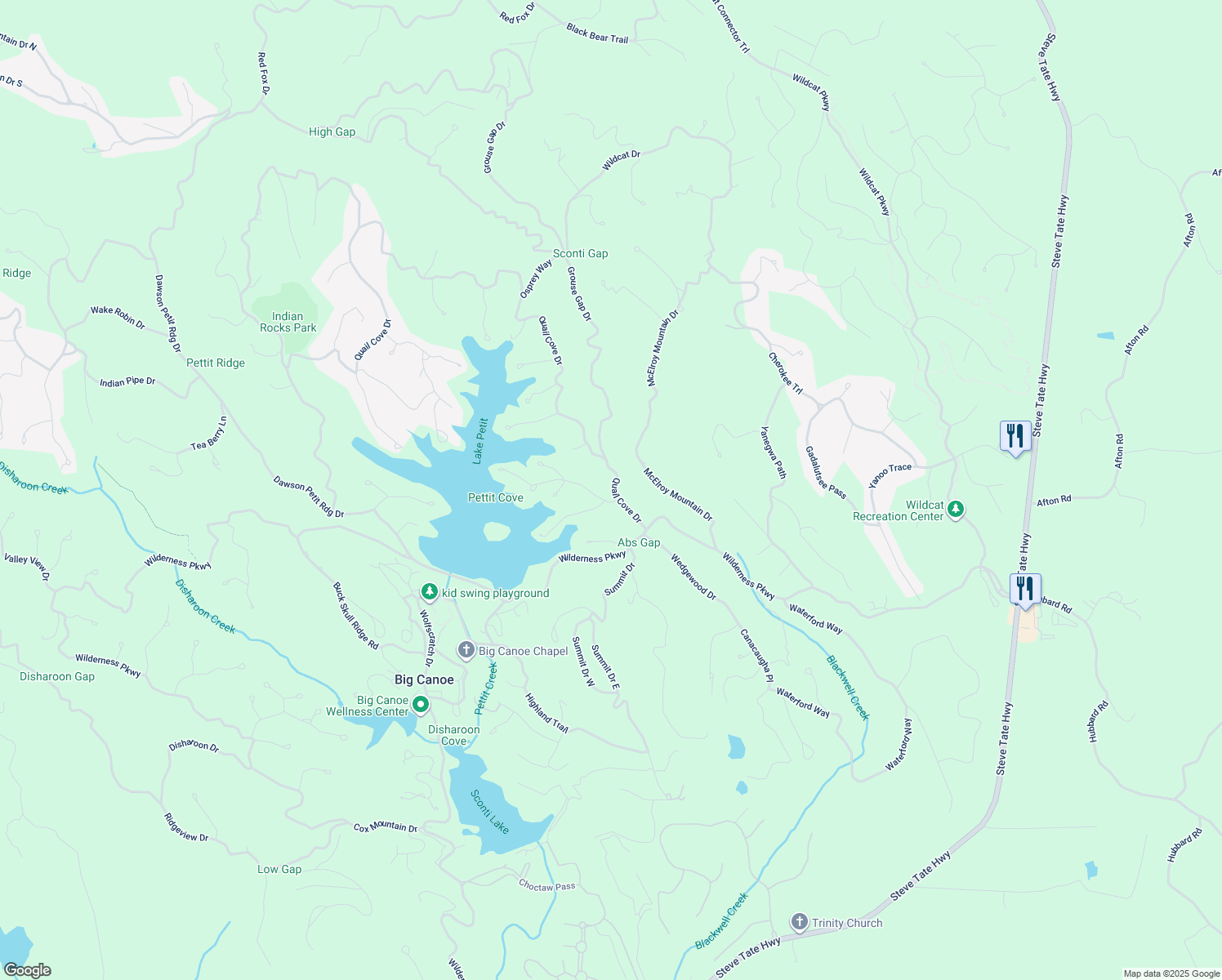 map of restaurants, bars, coffee shops, grocery stores, and more near 2840 Quail Cove Drive in Jasper