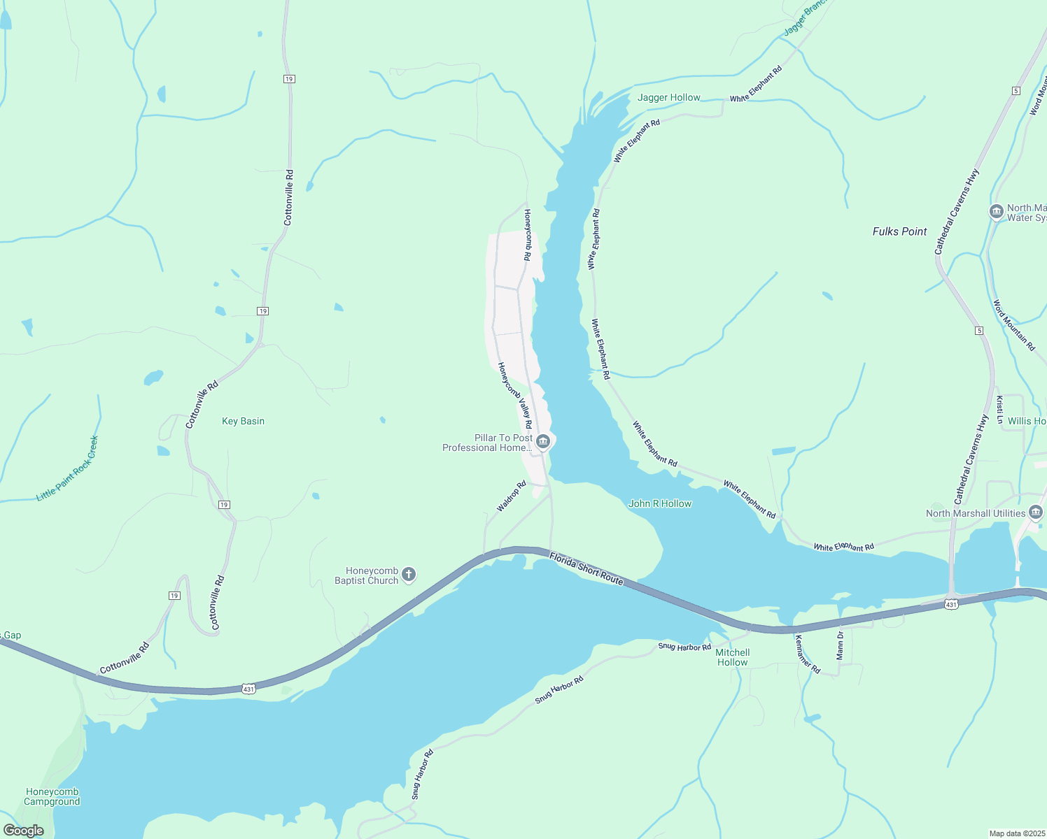 map of restaurants, bars, coffee shops, grocery stores, and more near 215 Honeycomb Road in Grant