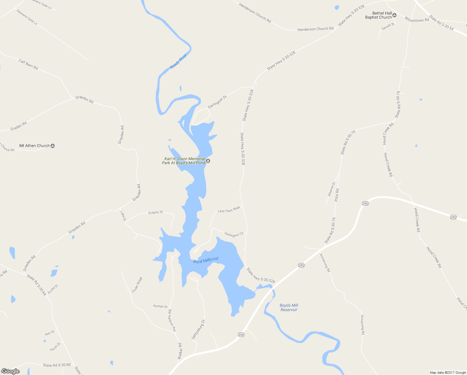 map of restaurants, bars, coffee shops, grocery stores, and more near 957 Boyds Mill Pond Road in Laurens