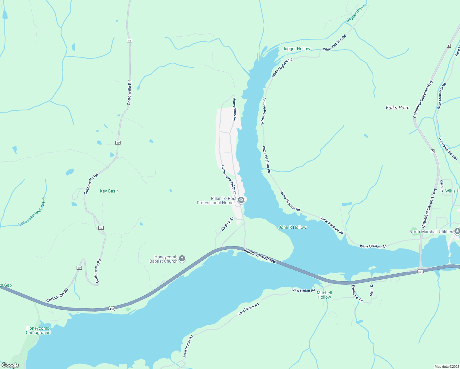 map of restaurants, bars, coffee shops, grocery stores, and more near 215 Honeycomb Road in Grant