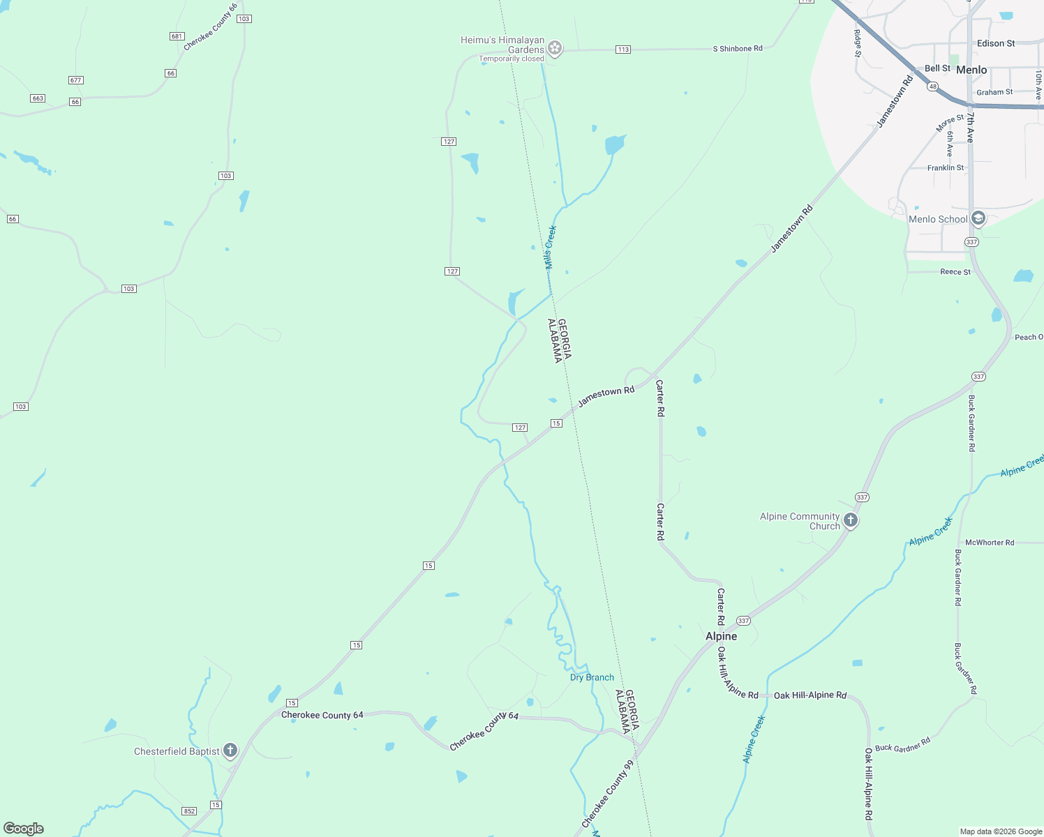 map of restaurants, bars, coffee shops, grocery stores, and more near 100 County Road 127 in Gaylesville