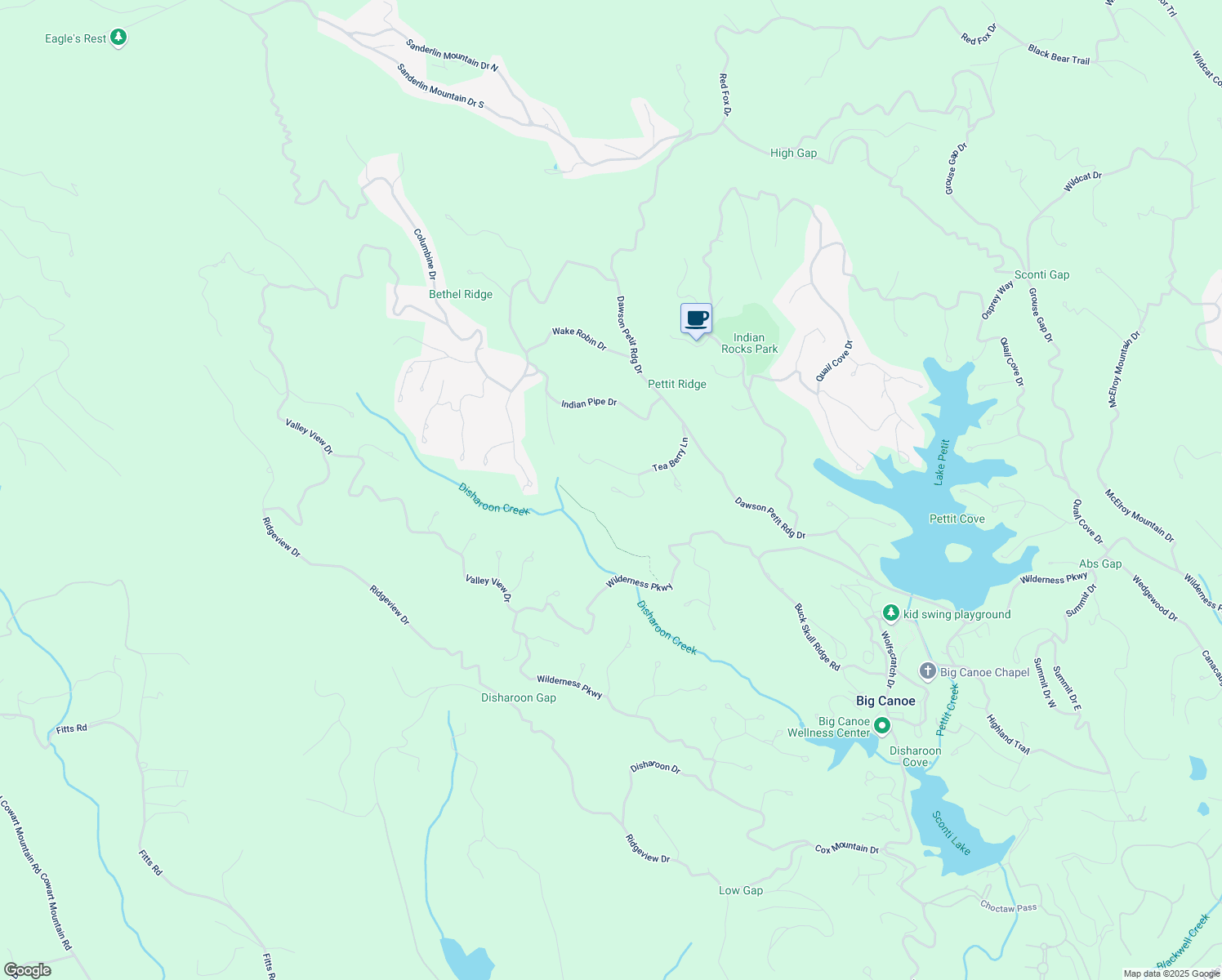 map of restaurants, bars, coffee shops, grocery stores, and more near in Big Canoe