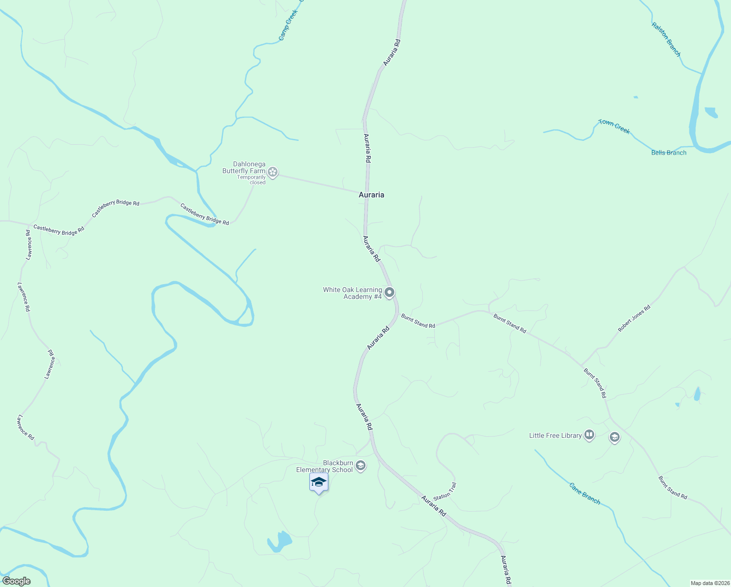 map of restaurants, bars, coffee shops, grocery stores, and more near 4932 Auraria Road in Dawsonville