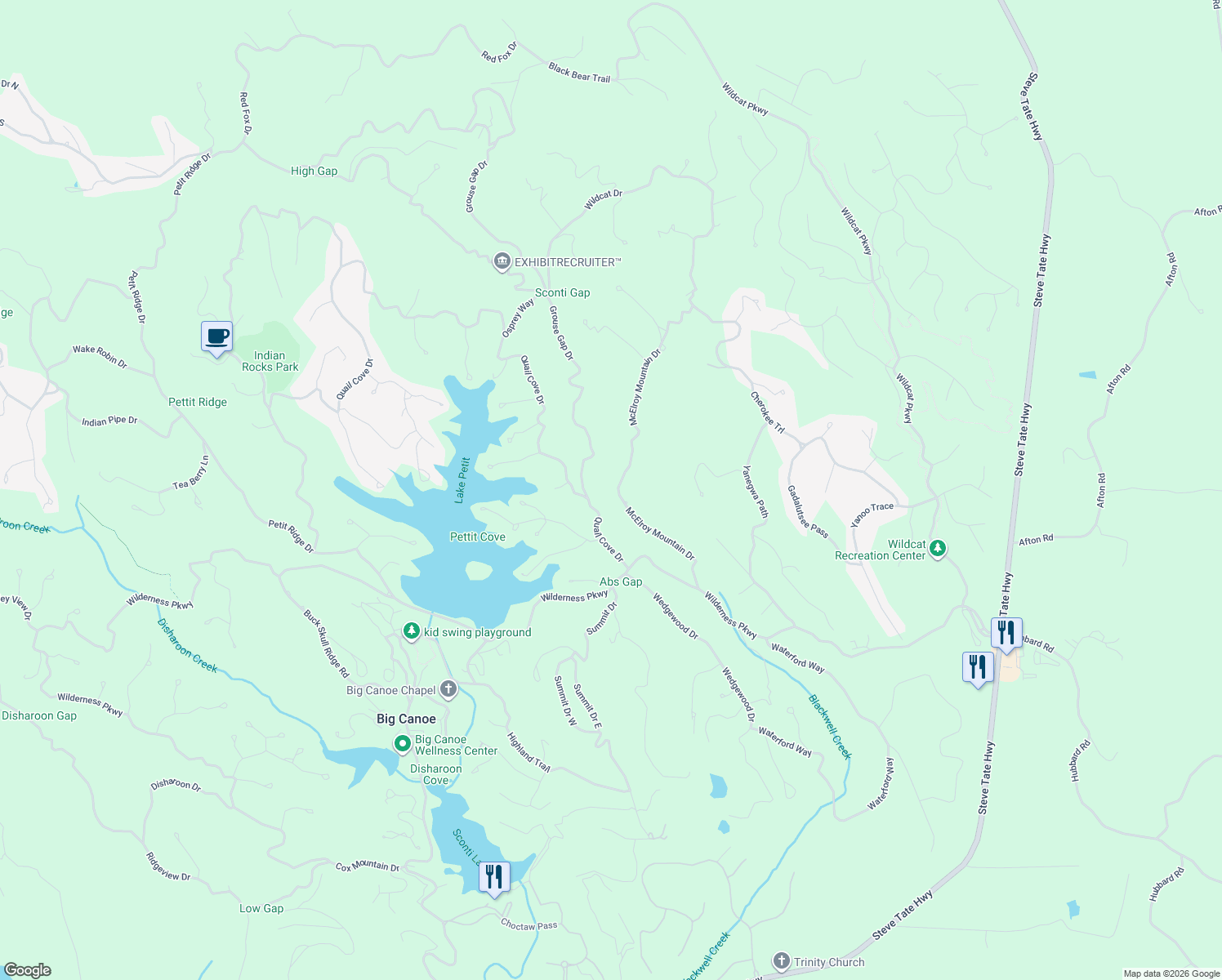 map of restaurants, bars, coffee shops, grocery stores, and more near 2032 McElroy Mountain Drive in Dawsonville
