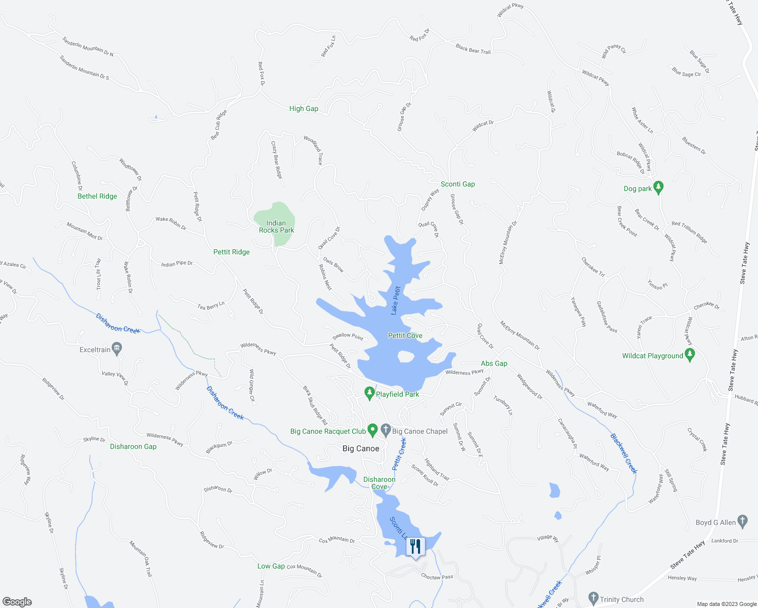 map of restaurants, bars, coffee shops, grocery stores, and more near 1030 Owls Brow in Dawsonville