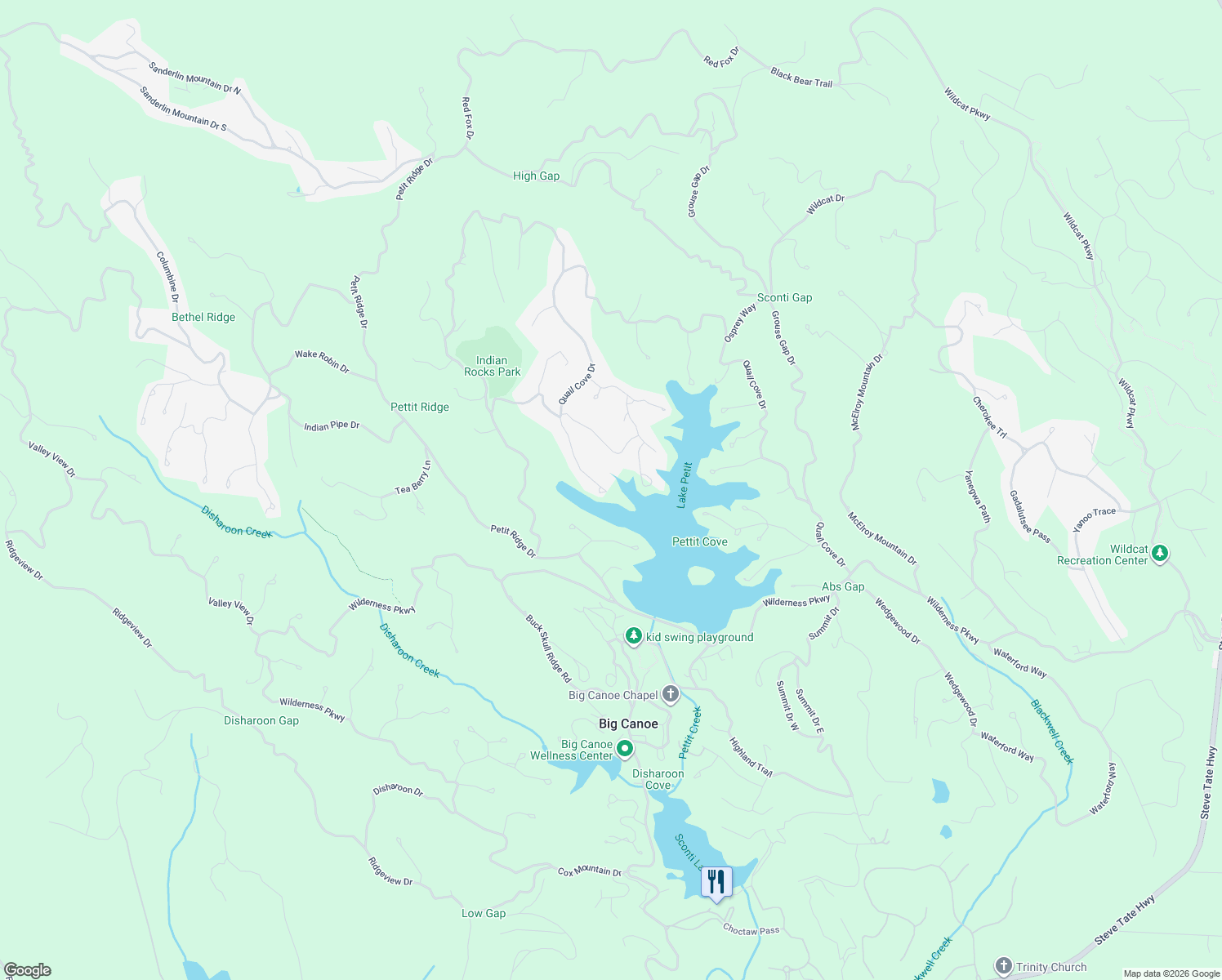 map of restaurants, bars, coffee shops, grocery stores, and more near 1033 Robins Nest in Jasper