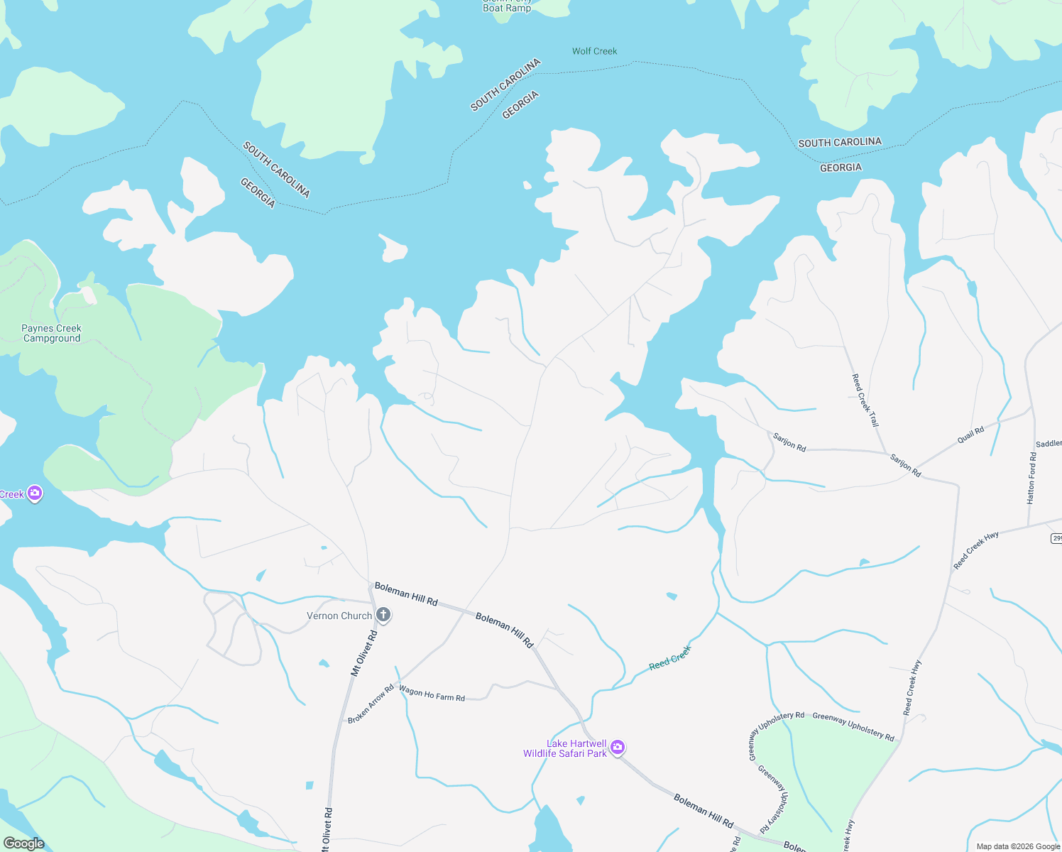 map of restaurants, bars, coffee shops, grocery stores, and more near 407-413 Chandler Ferry Road in Hartwell