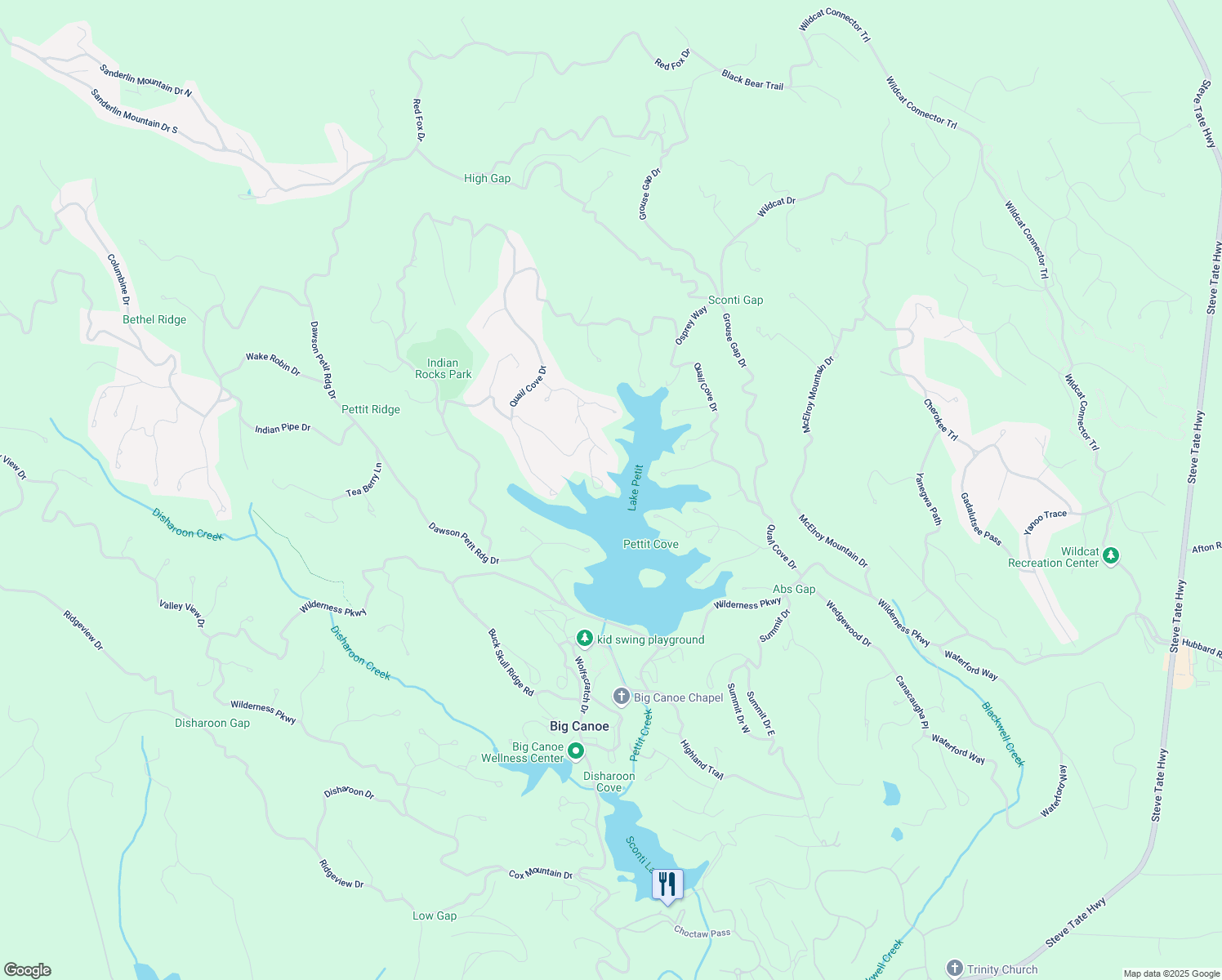 map of restaurants, bars, coffee shops, grocery stores, and more near 148 Kingfisher Point in Big Canoe