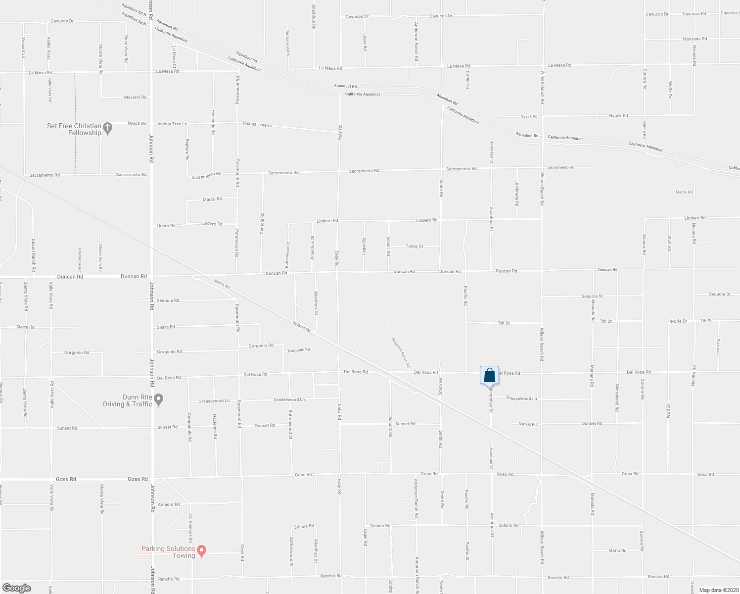 map of restaurants, bars, coffee shops, grocery stores, and more near 5845 Duncan Road in Phelan