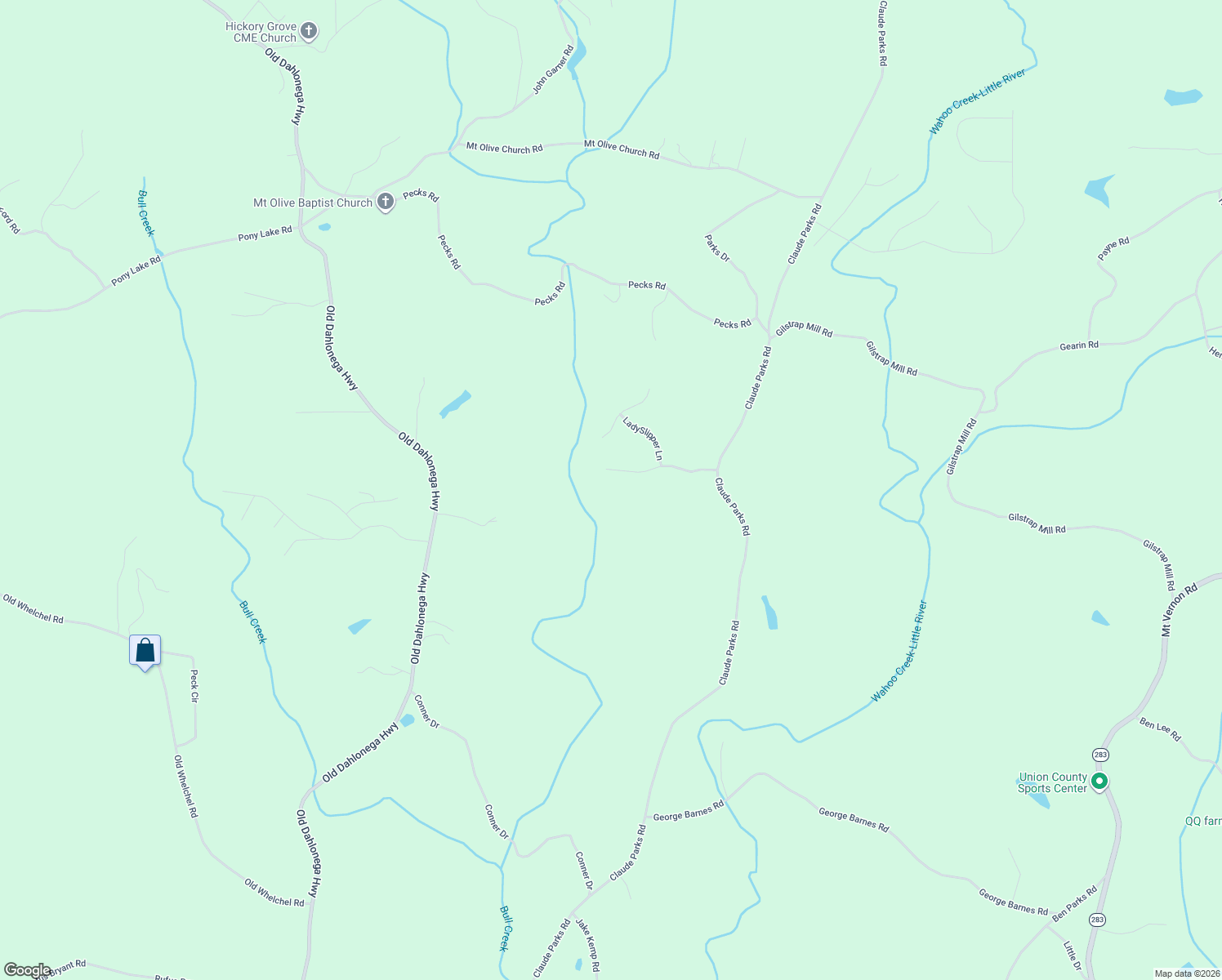 map of restaurants, bars, coffee shops, grocery stores, and more near 357 Hickory Springs Drive in Murrayville