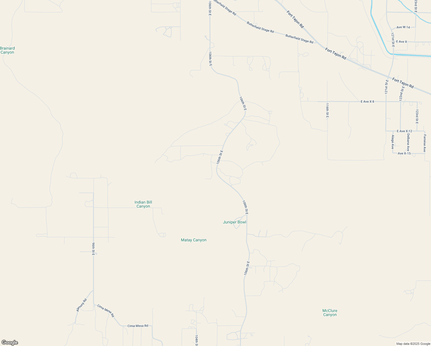 map of restaurants, bars, coffee shops, grocery stores, and more near 106th Street East in Los Angeles County