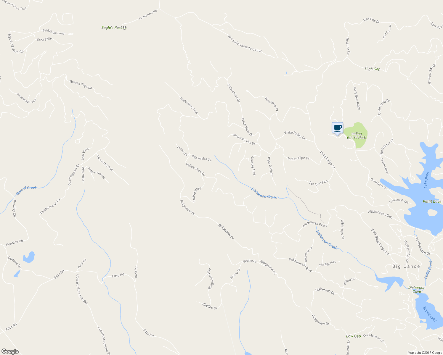 map of restaurants, bars, coffee shops, grocery stores, and more near 7097 Pine Knoll Drive in Dawsonville