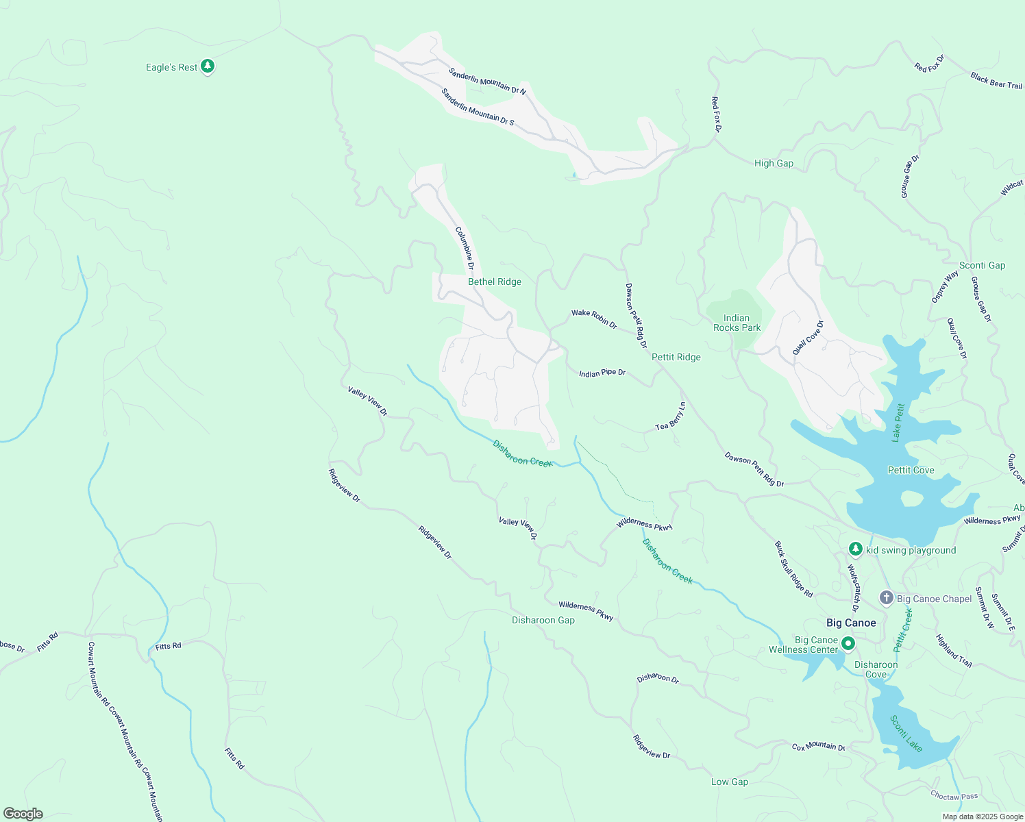 map of restaurants, bars, coffee shops, grocery stores, and more near Fire Pink Lane in Dawson County