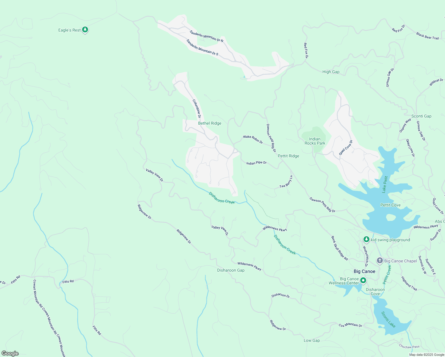map of restaurants, bars, coffee shops, grocery stores, and more near Fire Pink Lane in Dawson County