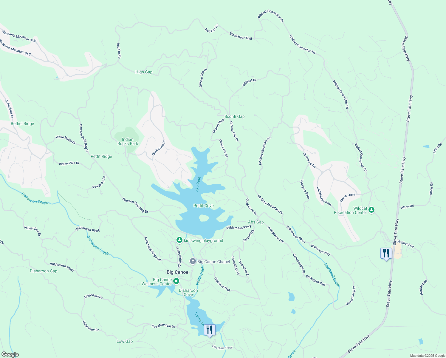 map of restaurants, bars, coffee shops, grocery stores, and more near 21 Green Heron Point in Dawsonville