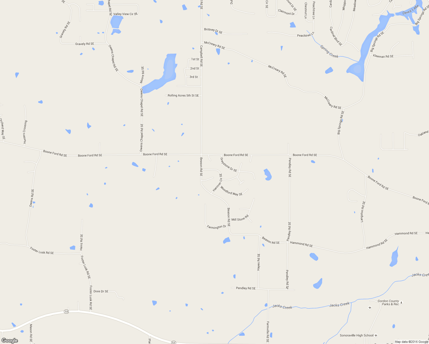 map of restaurants, bars, coffee shops, grocery stores, and more near 157 Hanover Circle Southeast in Calhoun