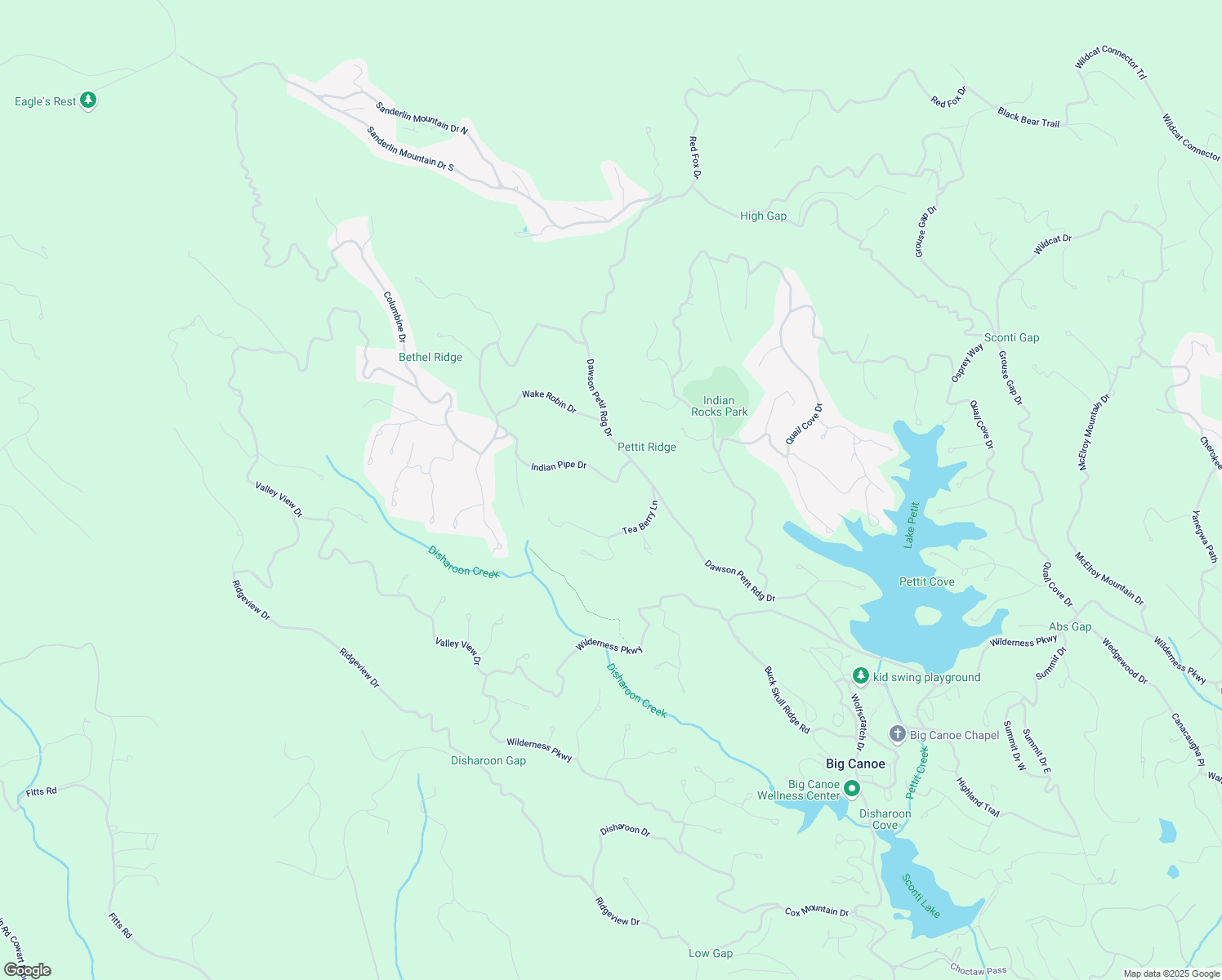 map of restaurants, bars, coffee shops, grocery stores, and more near 115 Indian Pipe Drive in Big Canoe