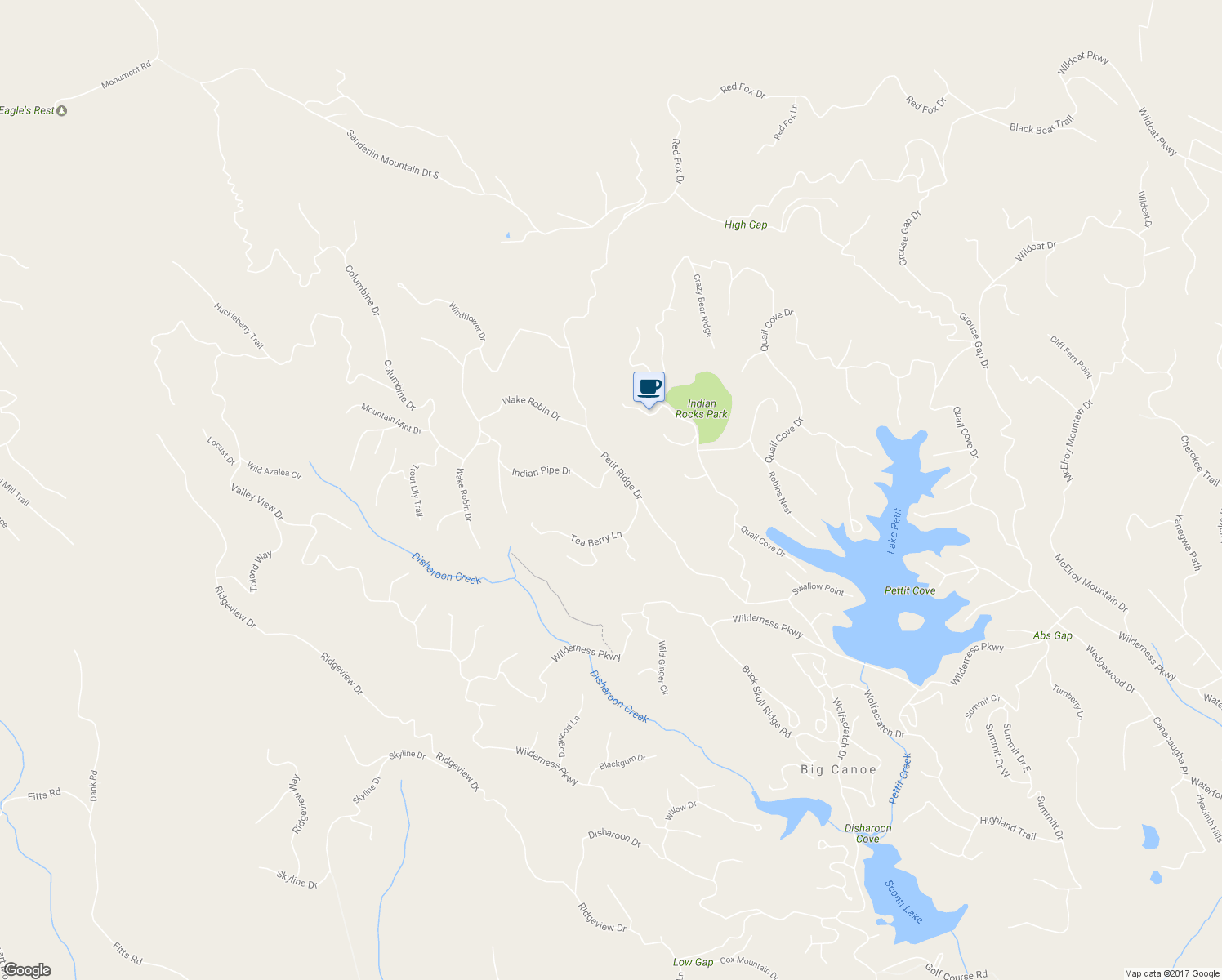map of restaurants, bars, coffee shops, grocery stores, and more near 10 Petit Ridge Drive in Dawsonville