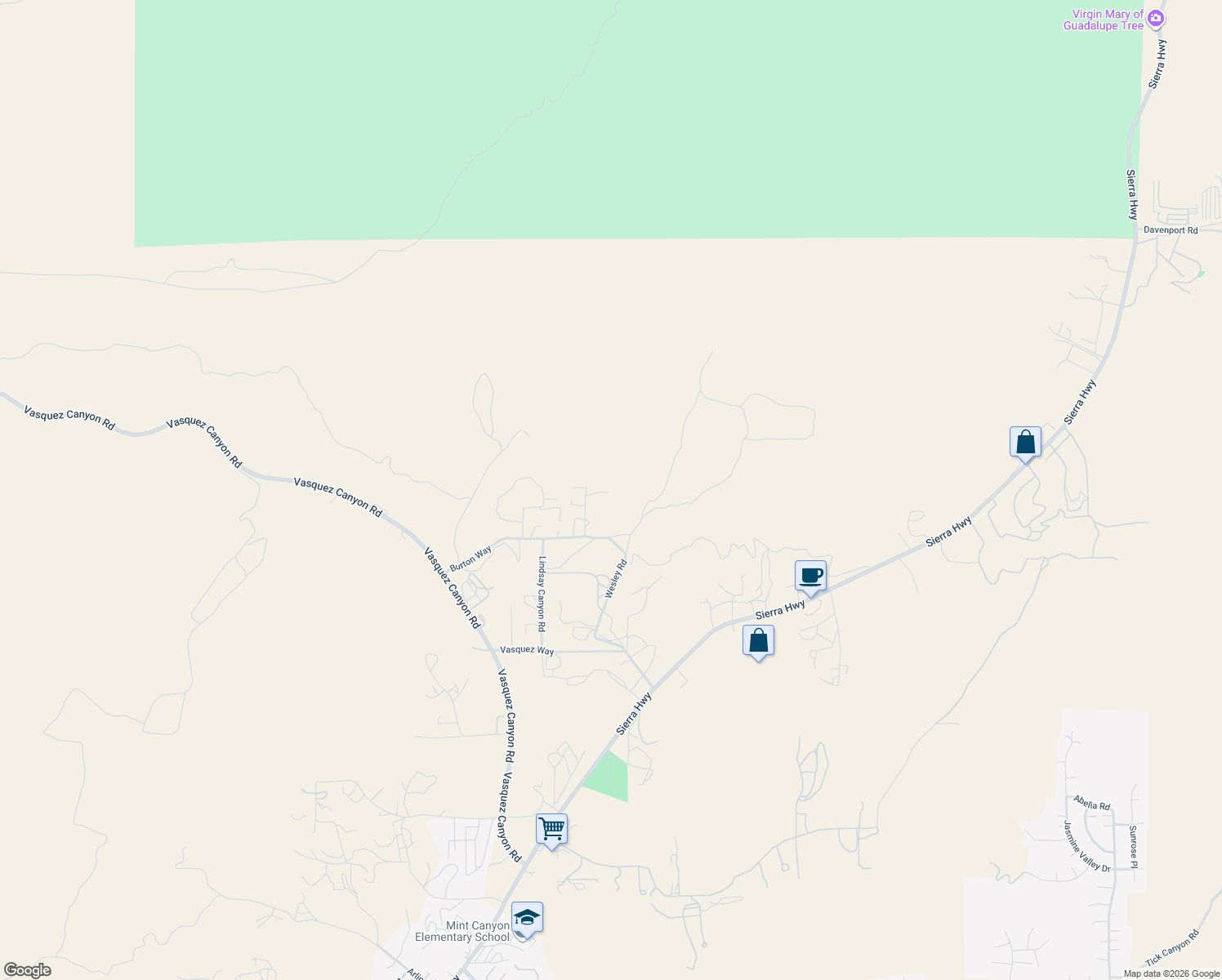 map of restaurants, bars, coffee shops, grocery stores, and more near 30926 Sunrise Hills Road in Santa Clarita