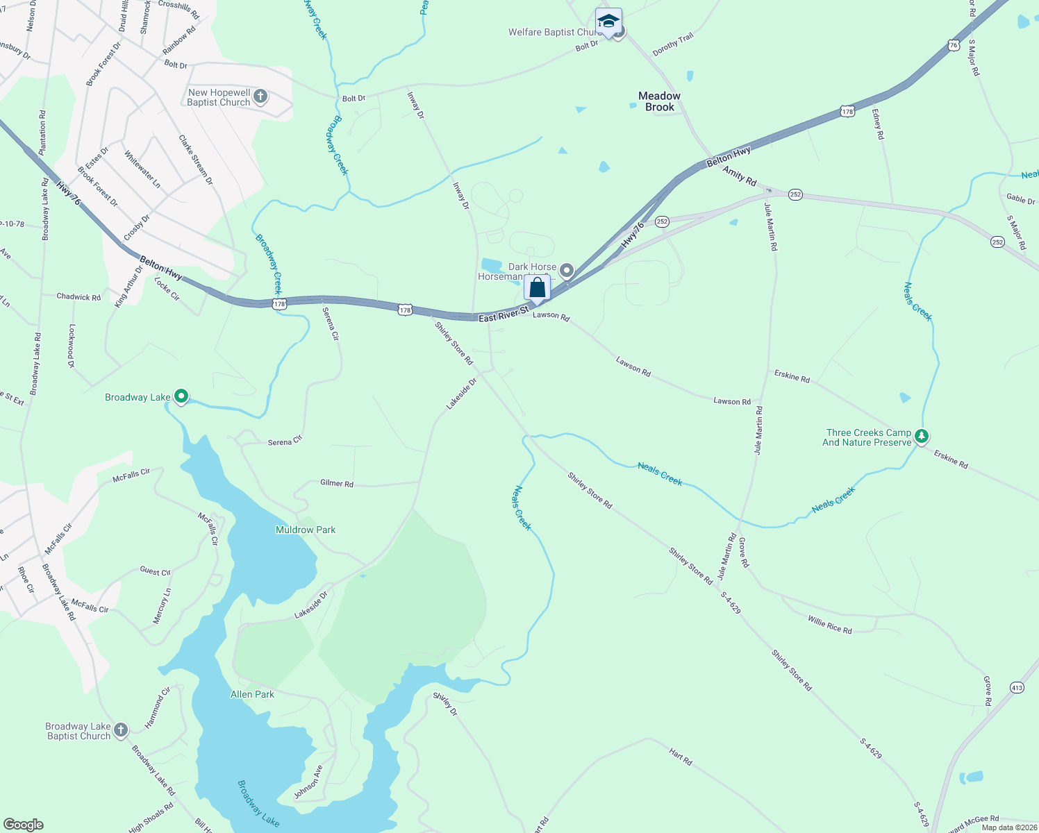 map of restaurants, bars, coffee shops, grocery stores, and more near 139 Hawk Ridge Drive in Anderson