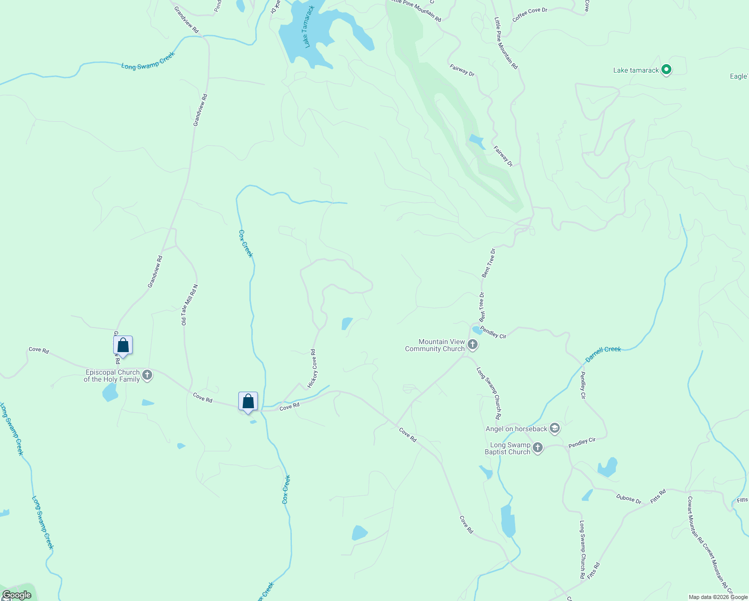 map of restaurants, bars, coffee shops, grocery stores, and more near 1073 Hickory Cove Road in Jasper