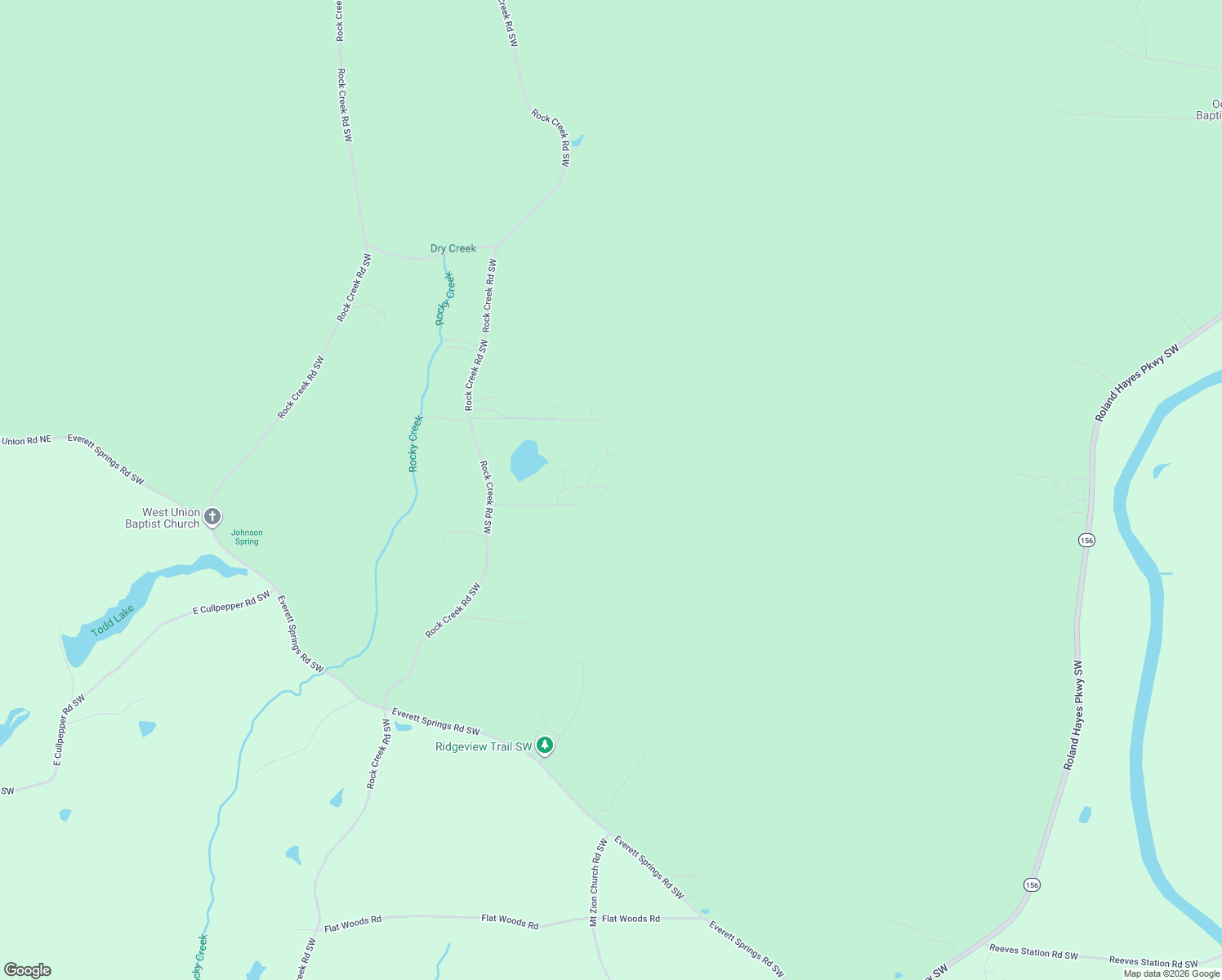 map of restaurants, bars, coffee shops, grocery stores, and more near 1221 Rock Creek Road Southwest in Calhoun