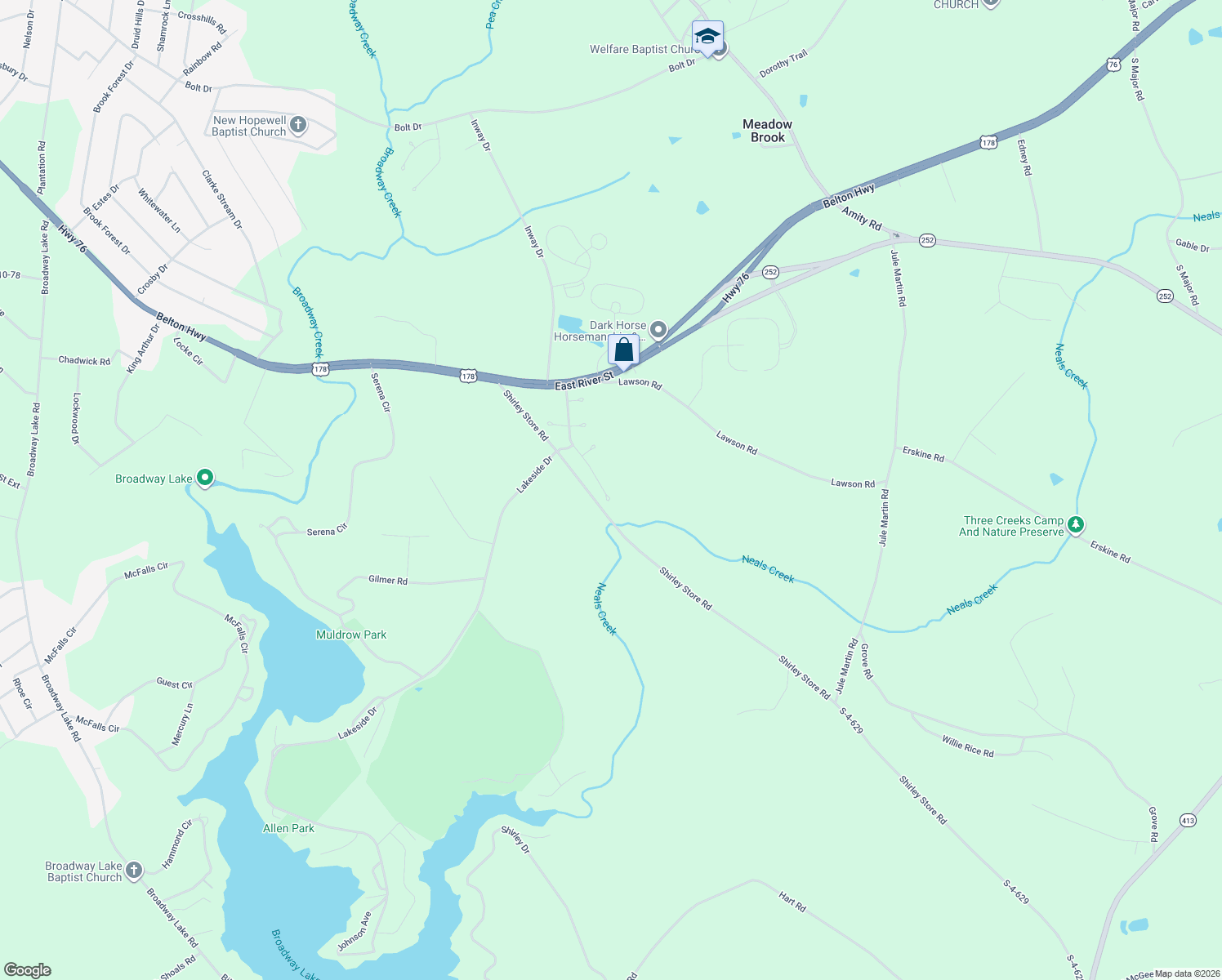map of restaurants, bars, coffee shops, grocery stores, and more near 139 Hawk Ridge Dr in Anderson