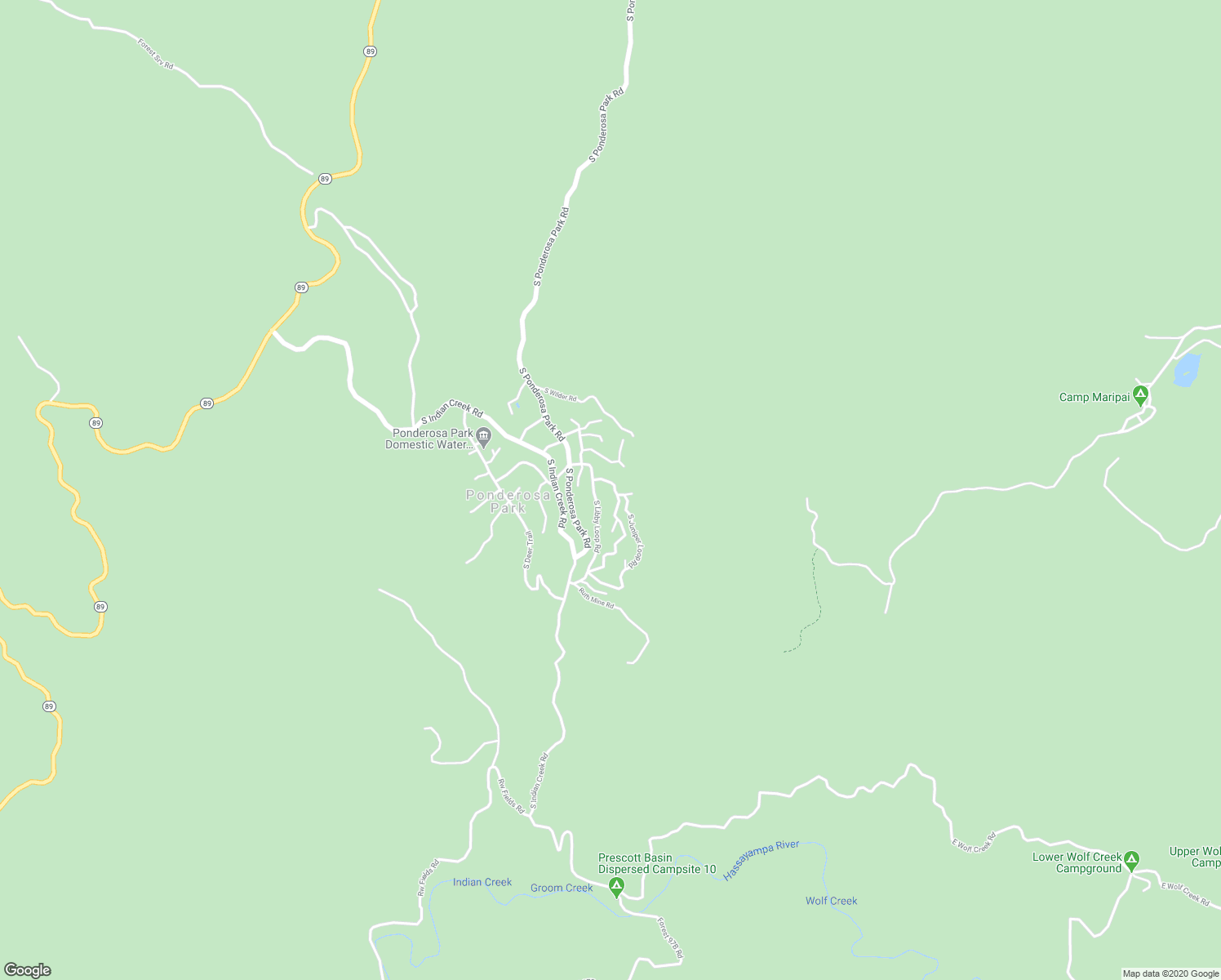 map of restaurants, bars, coffee shops, grocery stores, and more near 4692 South Juniper Loop Road in Prescott