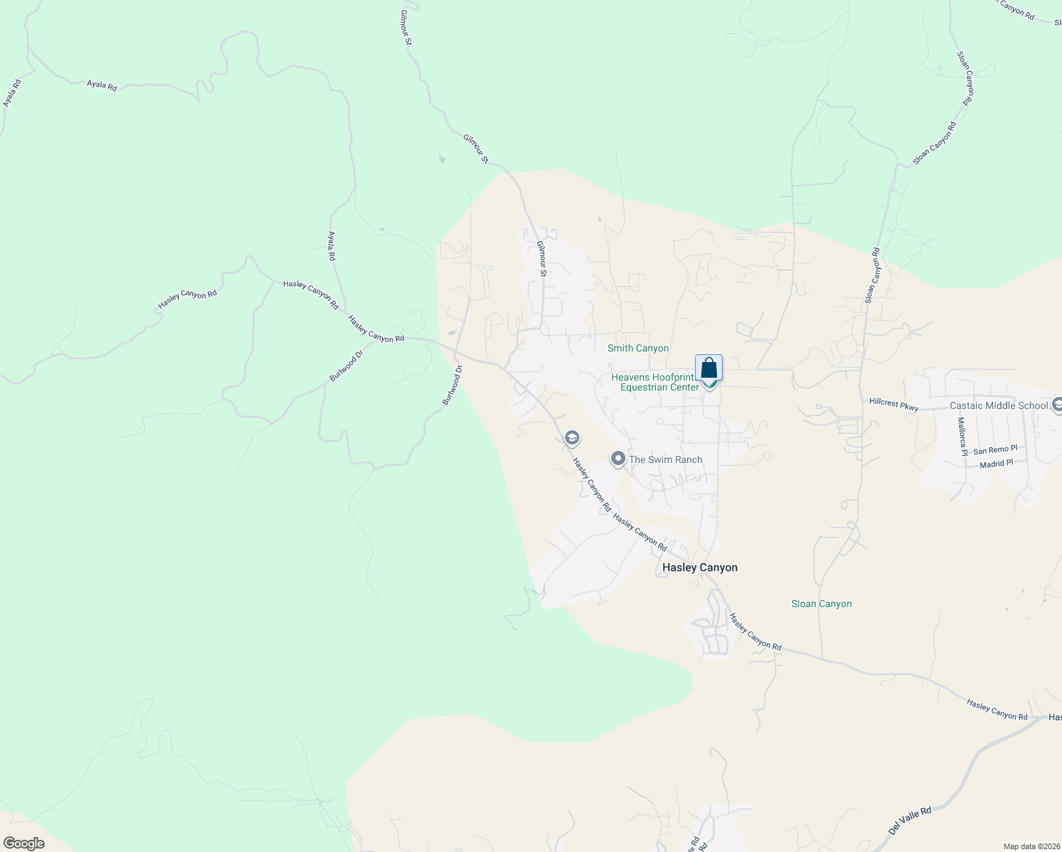map of restaurants, bars, coffee shops, grocery stores, and more near 30602 Hasley Canyon Road in Castaic