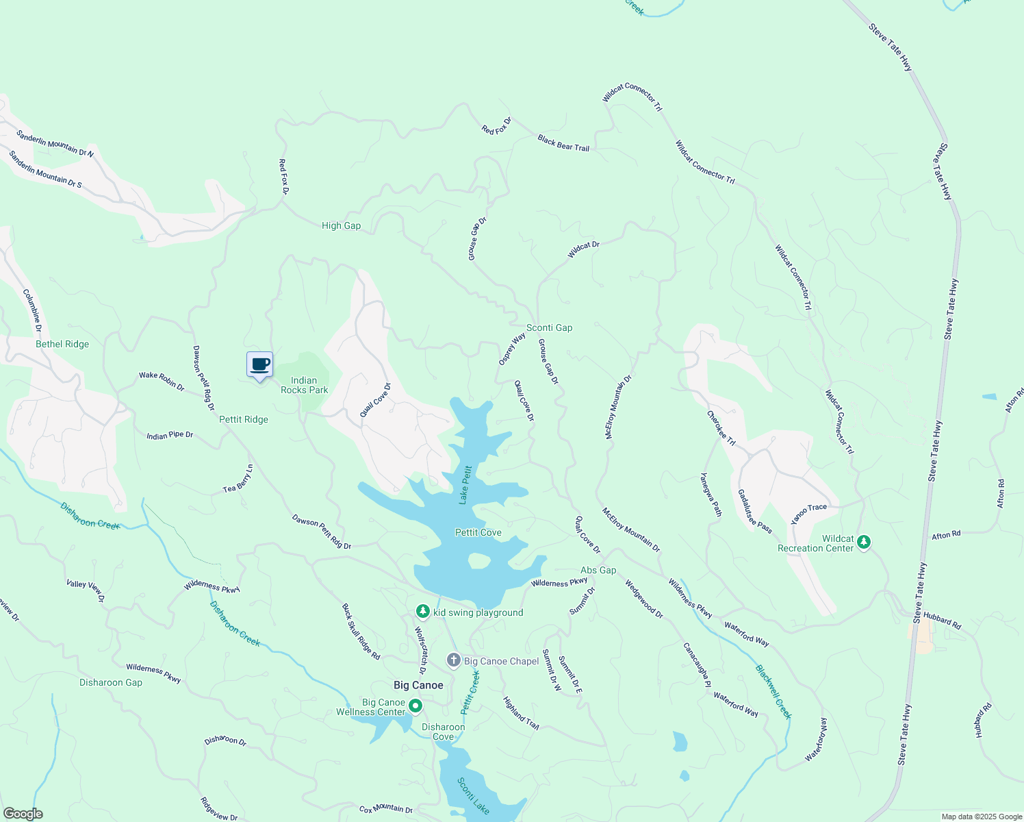 map of restaurants, bars, coffee shops, grocery stores, and more near Mallard Cove Circle in Dawson County