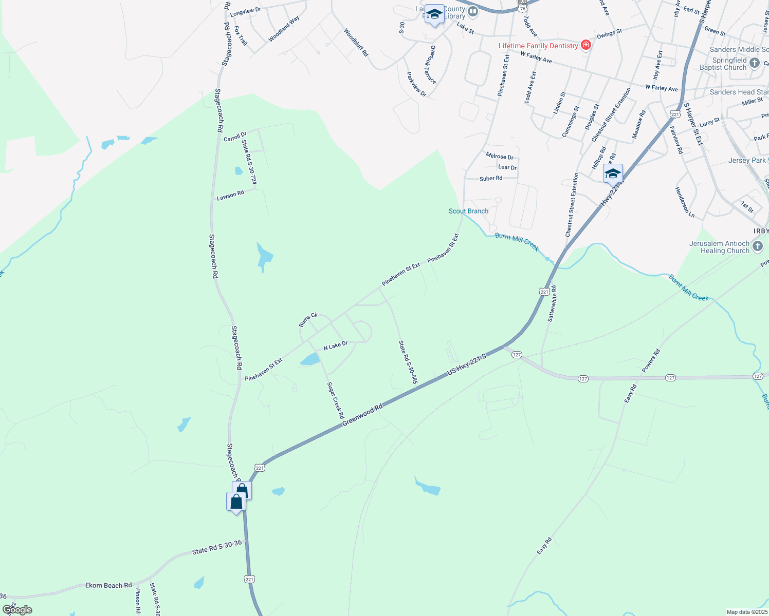 map of restaurants, bars, coffee shops, grocery stores, and more near 431 State Road S-30-585 in Laurens