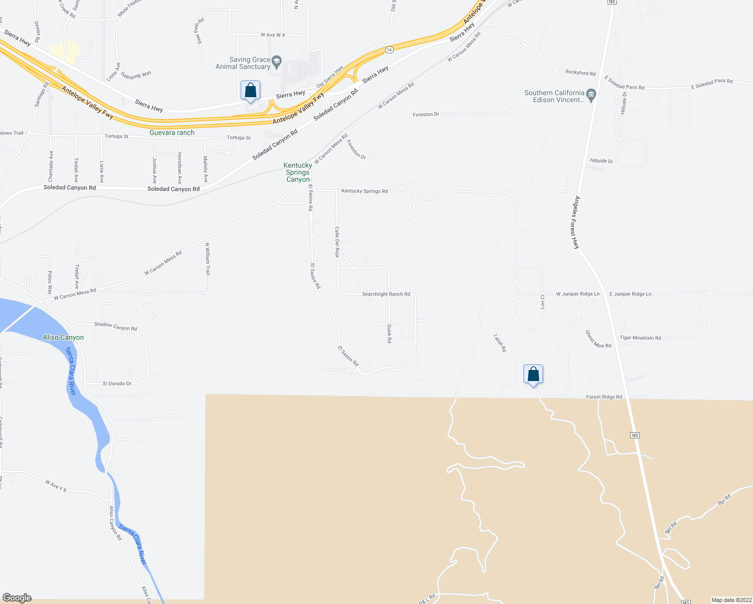 map of restaurants, bars, coffee shops, grocery stores, and more near 902 Searchlight Ranch Road in Acton