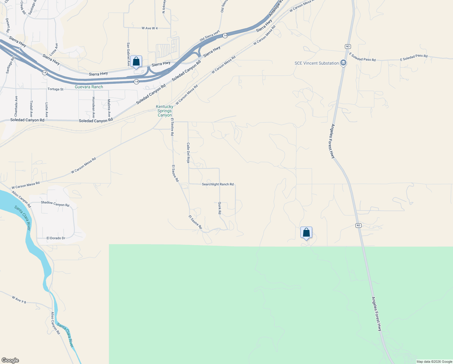 map of restaurants, bars, coffee shops, grocery stores, and more near Quirk Road in Los Angeles County