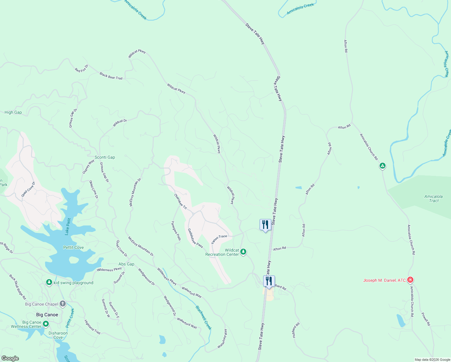 map of restaurants, bars, coffee shops, grocery stores, and more near 29 Red Trillium Ridge in Dawsonville