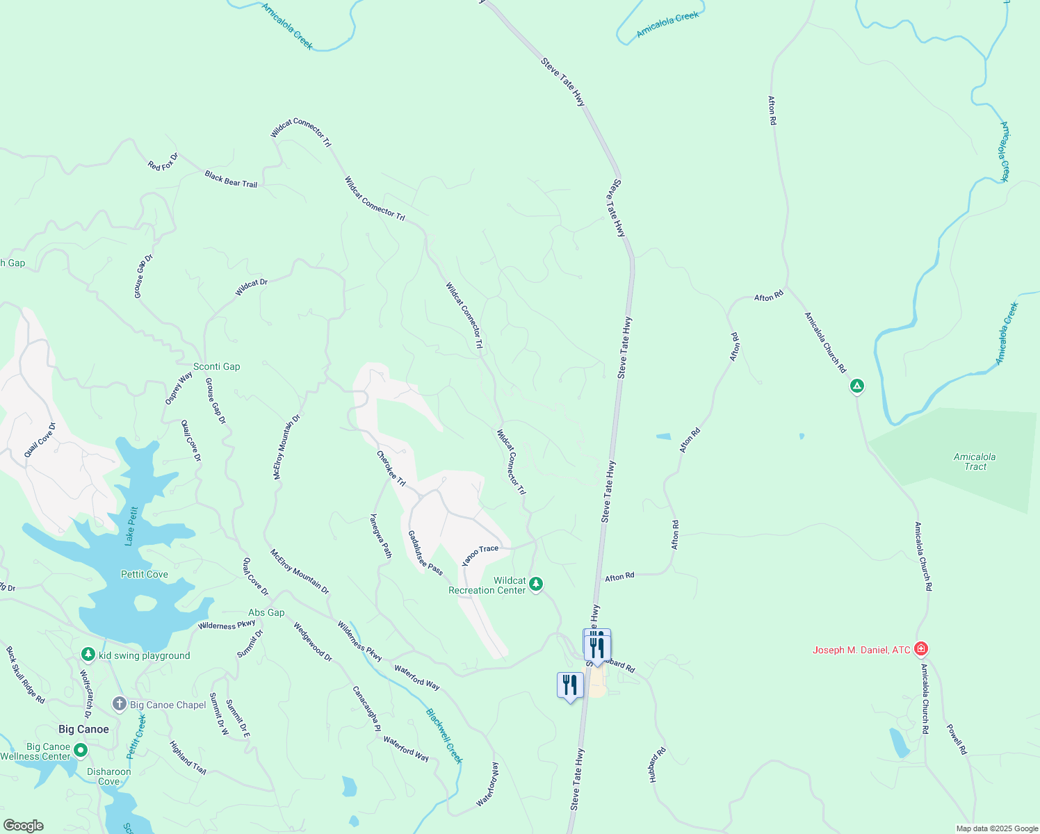 map of restaurants, bars, coffee shops, grocery stores, and more near 57 Red Trillium Ridge in Jasper