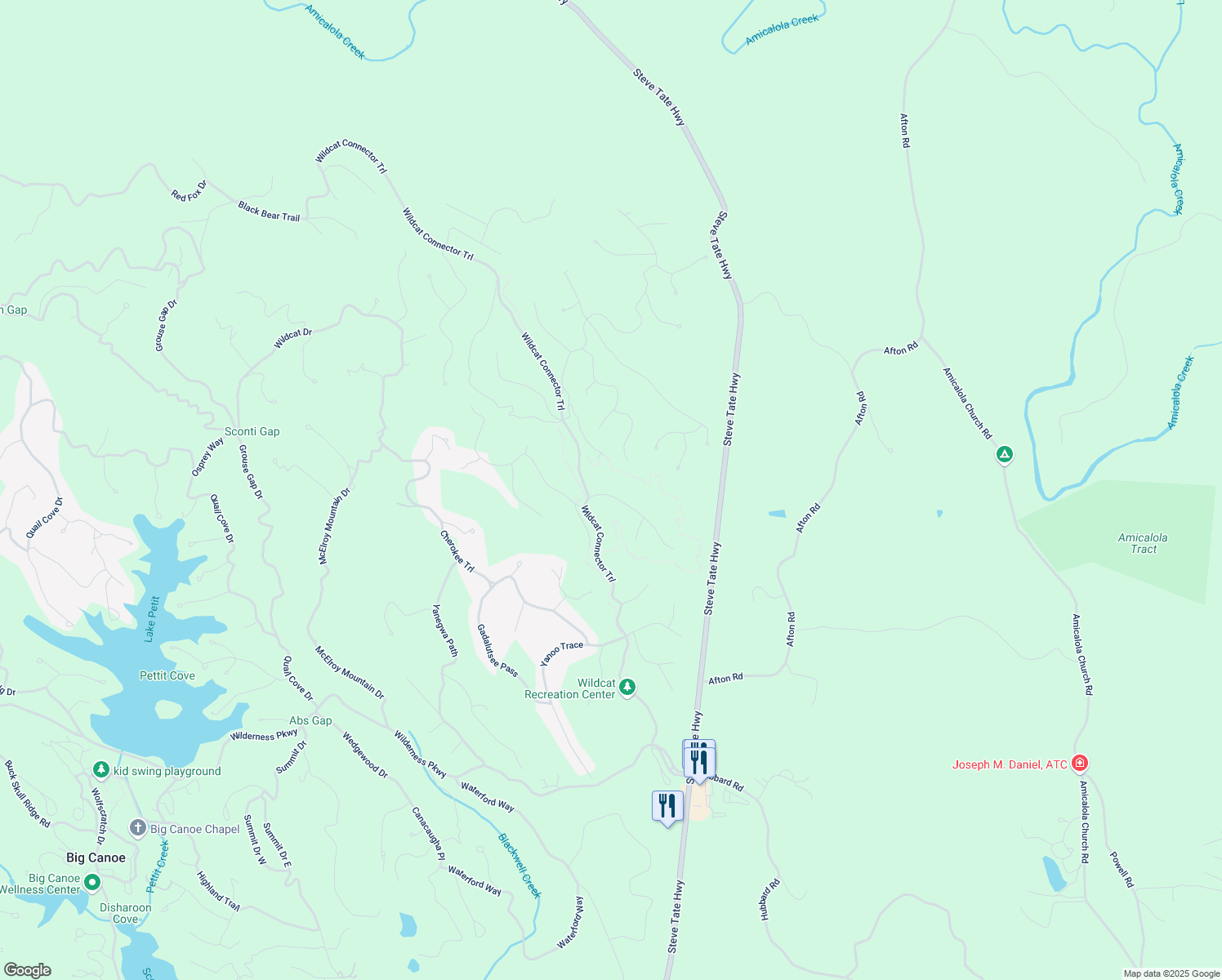 map of restaurants, bars, coffee shops, grocery stores, and more near 57 Red Trillium Ridge in Jasper
