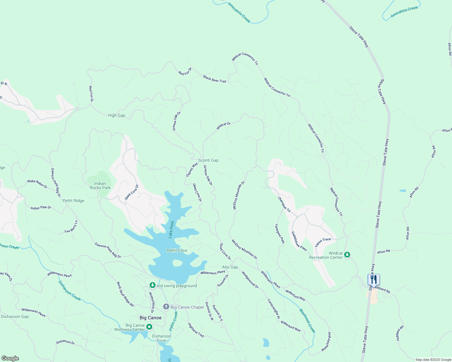 map of restaurants, bars, coffee shops, grocery stores, and more near 111 Wood Fern Knoll in Jasper