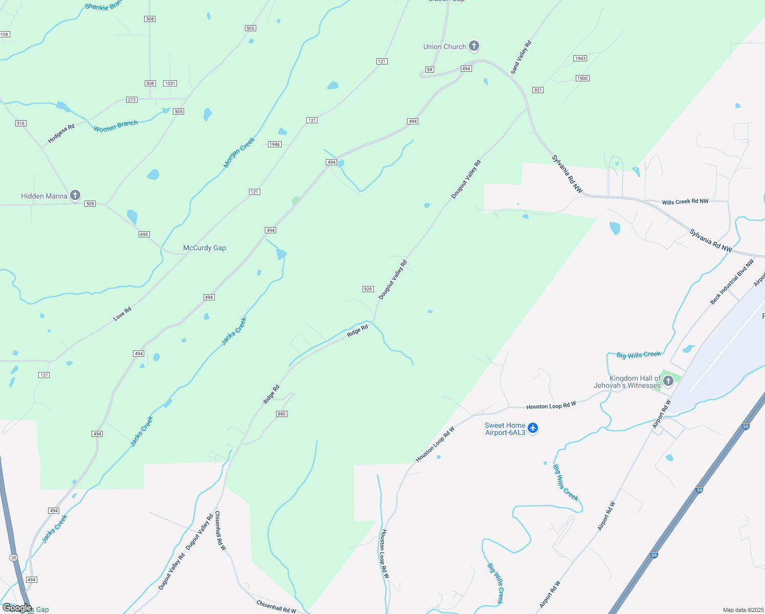 map of restaurants, bars, coffee shops, grocery stores, and more near 2496 County Road 97 in Fort Payne