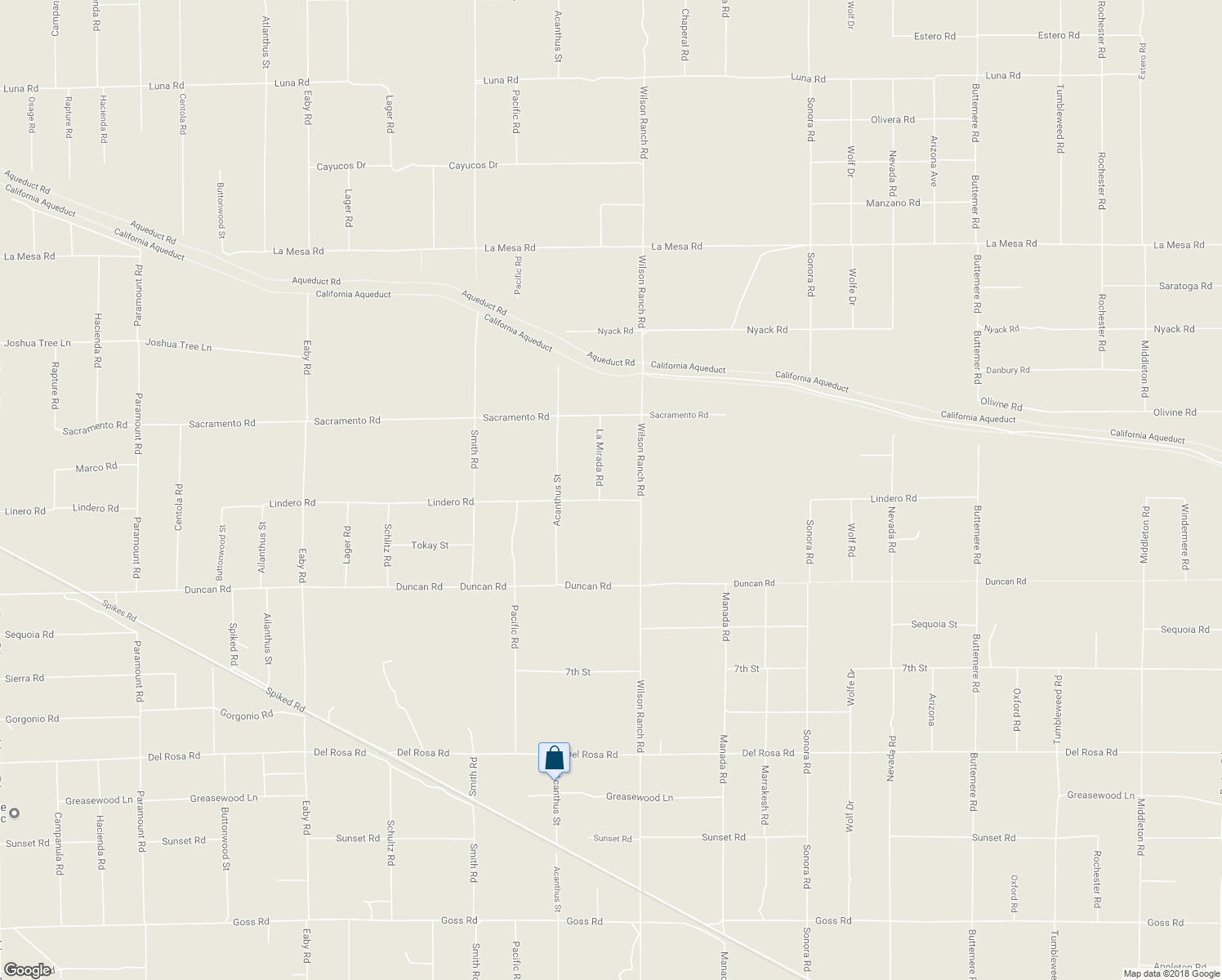 map of restaurants, bars, coffee shops, grocery stores, and more near 6430 Lindero Road in Phelan