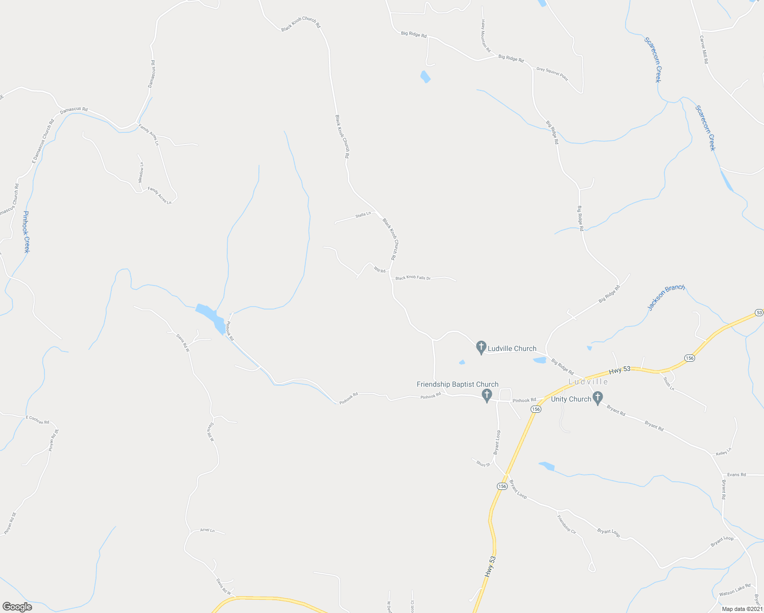 map of restaurants, bars, coffee shops, grocery stores, and more near 389 Black Knob Church Road in Ranger