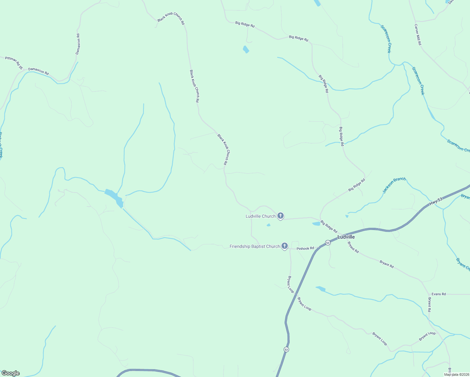 map of restaurants, bars, coffee shops, grocery stores, and more near 389 Black Knob Church Road in Ranger