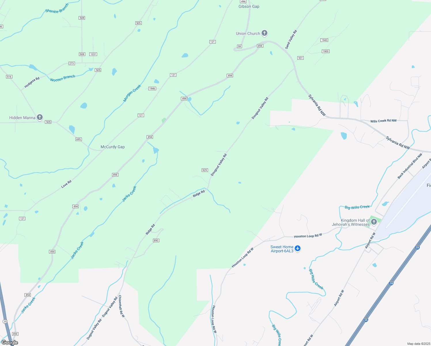 map of restaurants, bars, coffee shops, grocery stores, and more near 2496 County Road 97 in Fort Payne