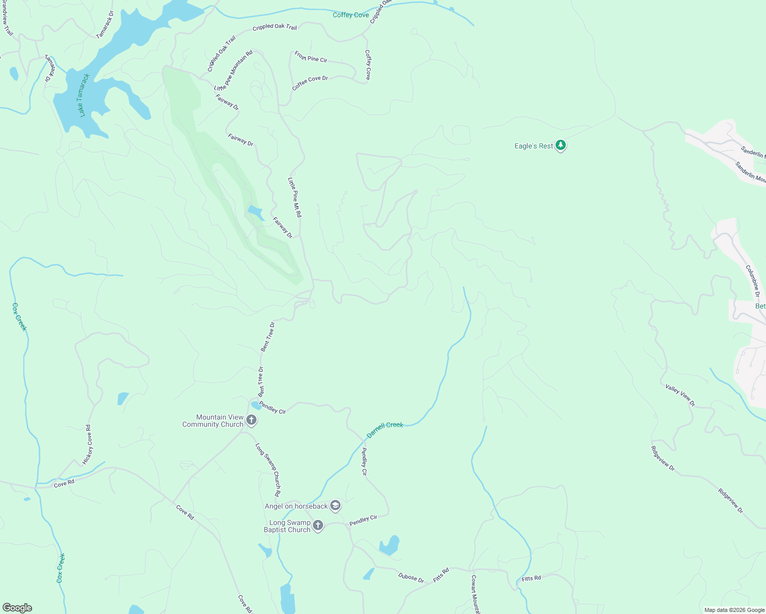 map of restaurants, bars, coffee shops, grocery stores, and more near 450 Little Hendricks Mountain Road in Jasper