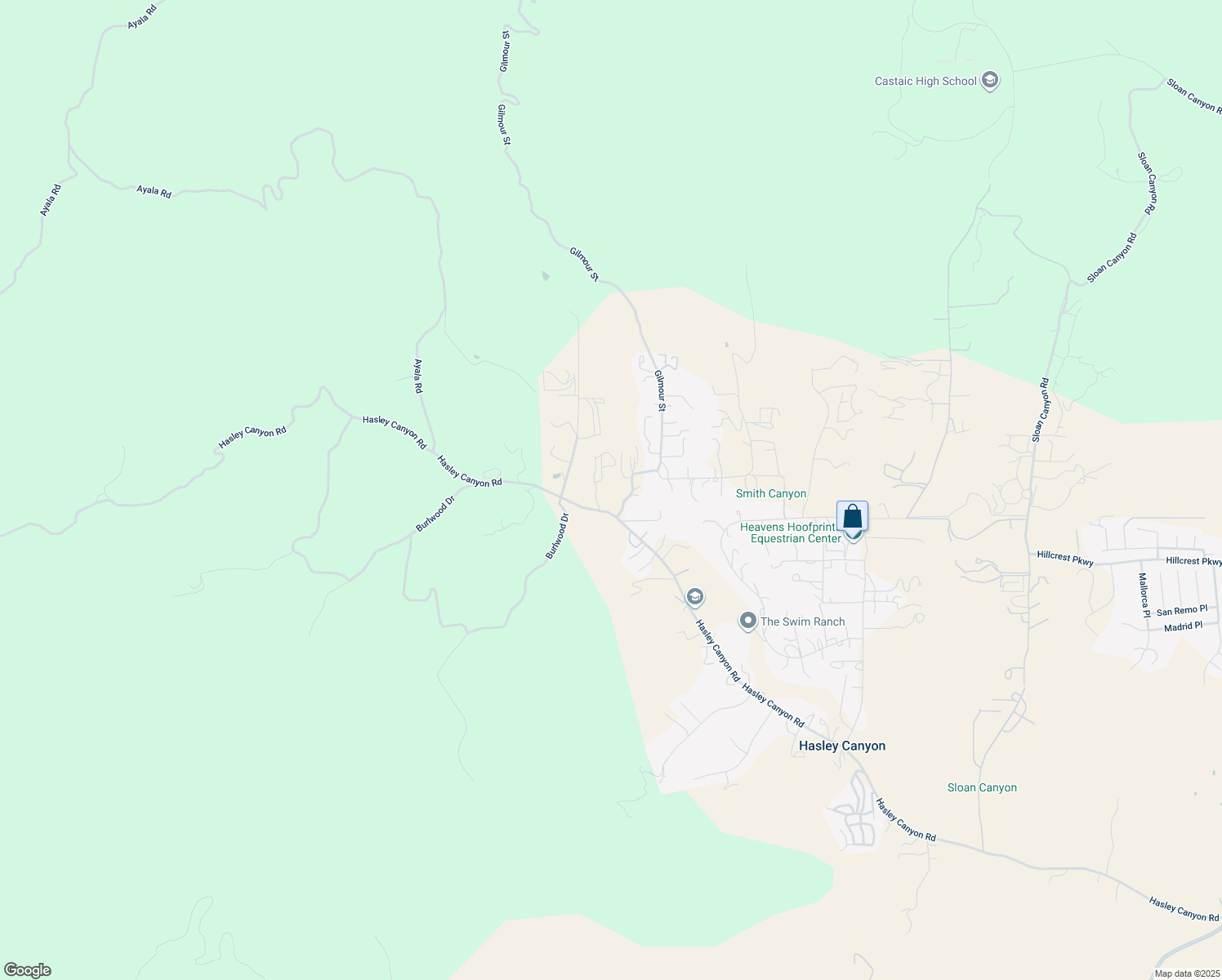 map of restaurants, bars, coffee shops, grocery stores, and more near 30815 Hasley Canyon Road in Castaic