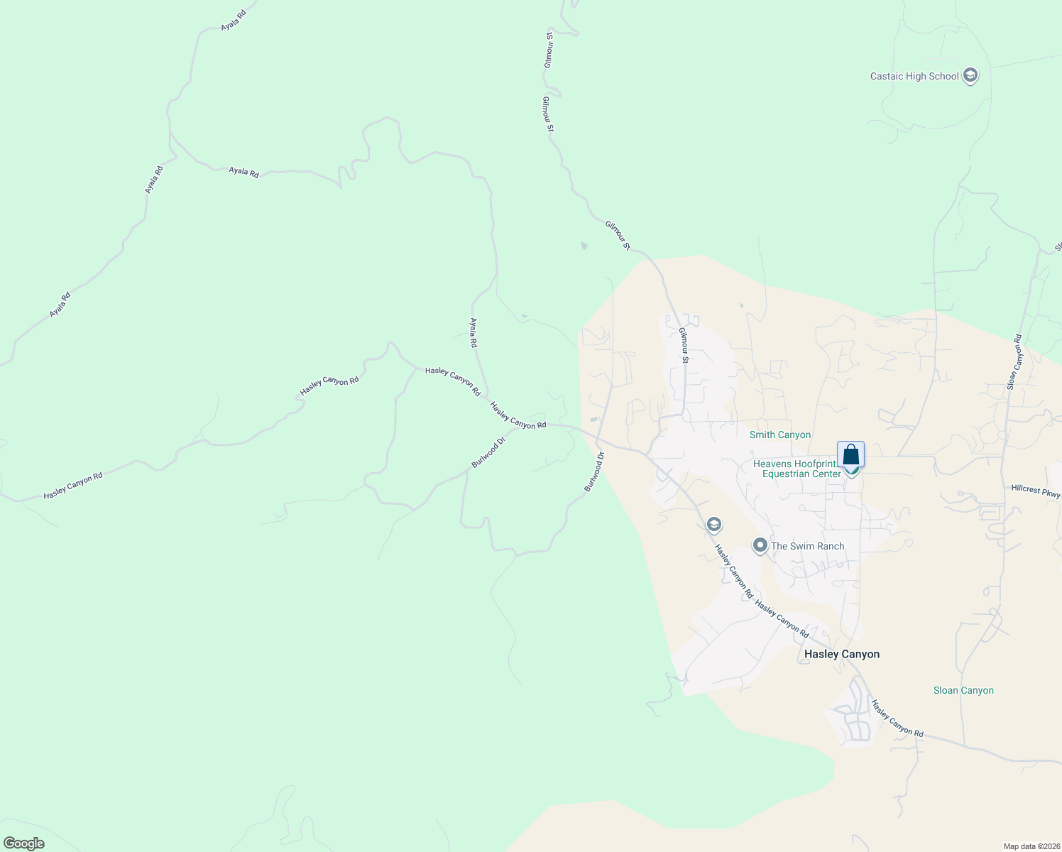 map of restaurants, bars, coffee shops, grocery stores, and more near 31029 Hasley Canyon Road in Castaic